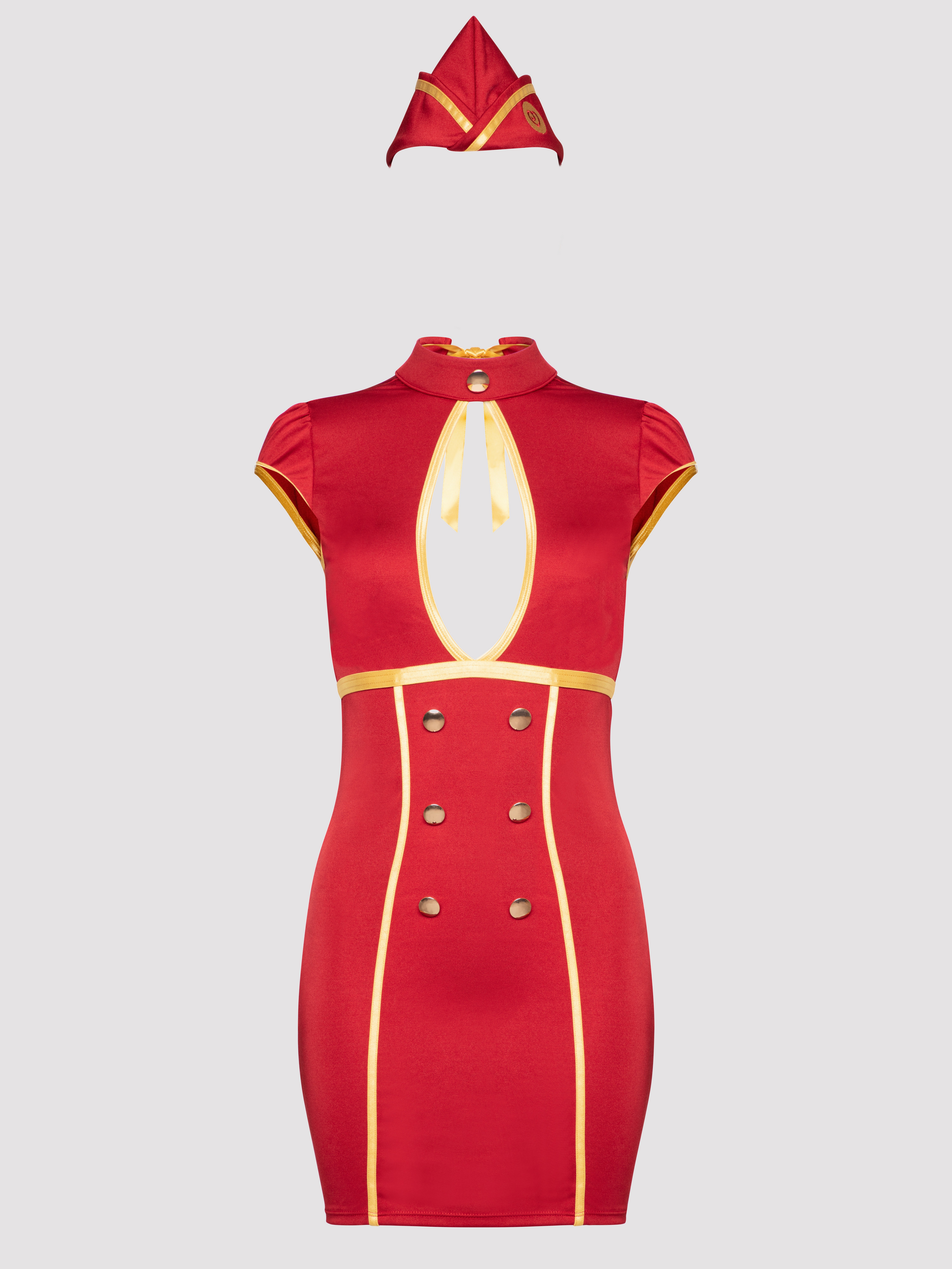 Image of Lovehoney Fantasy Frisky Flight Attendant Costume - Large - Red