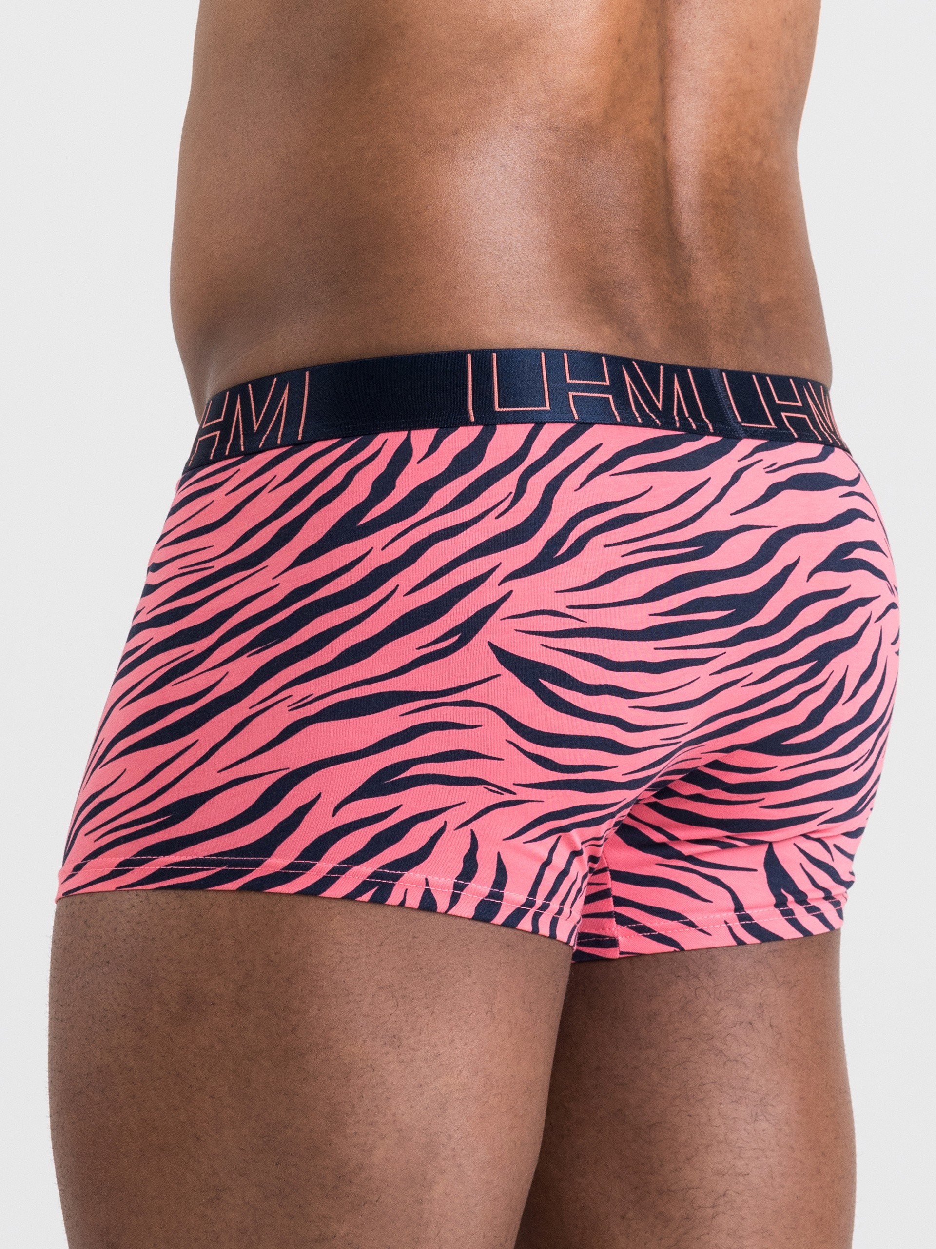 LHM Modal Navy Blue Contrast Boxer Shorts , Pink, hi-res