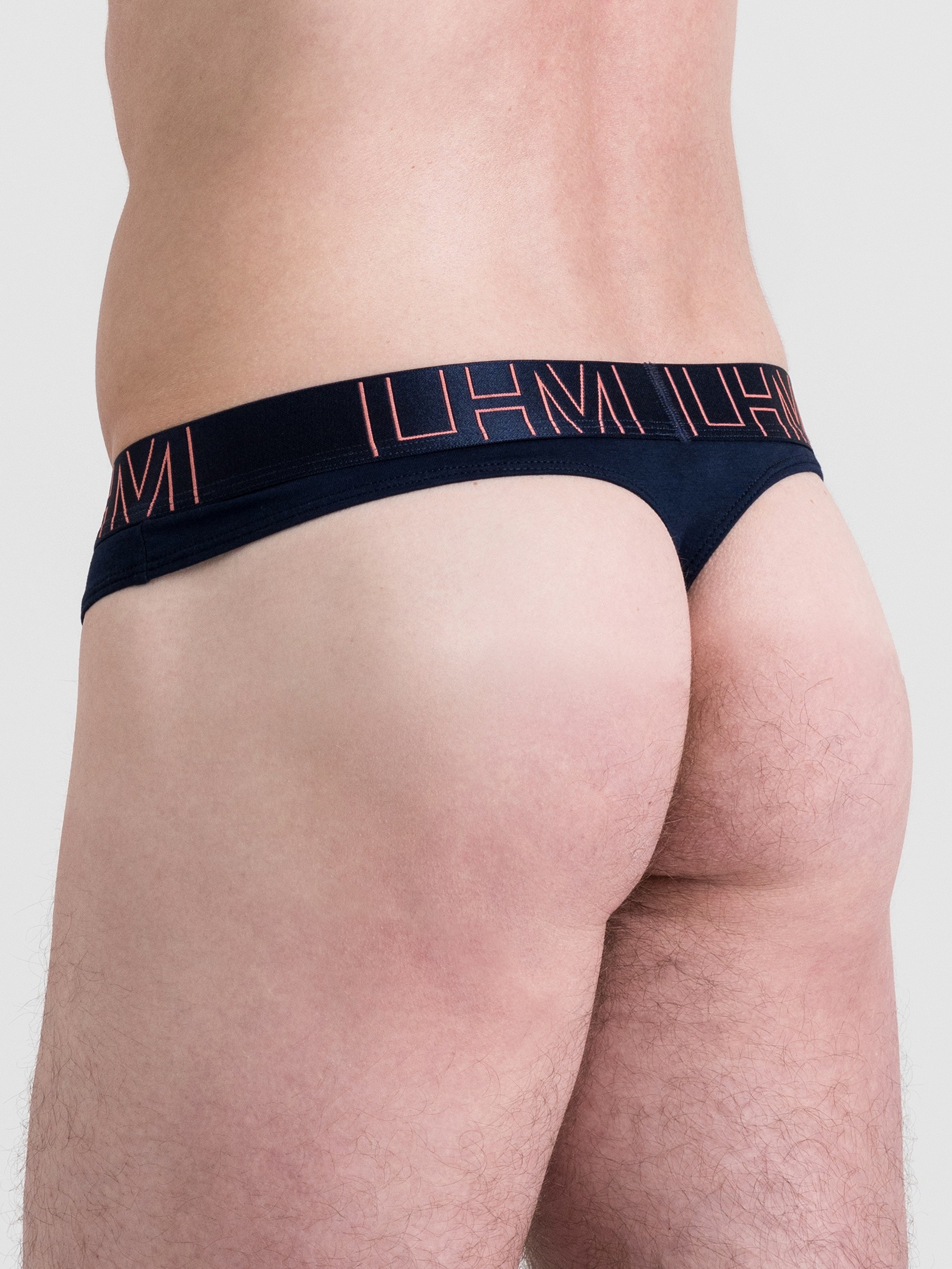 LHM Modal Navy Blue Contrast Thong, Blue, hi-res