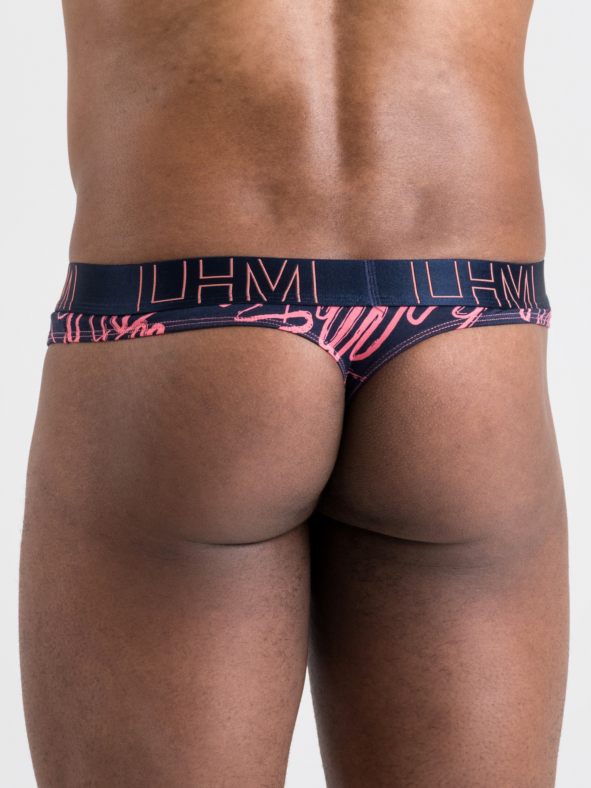 LHM Modal Navy Blue Contrast Thong, Orange, hi-res