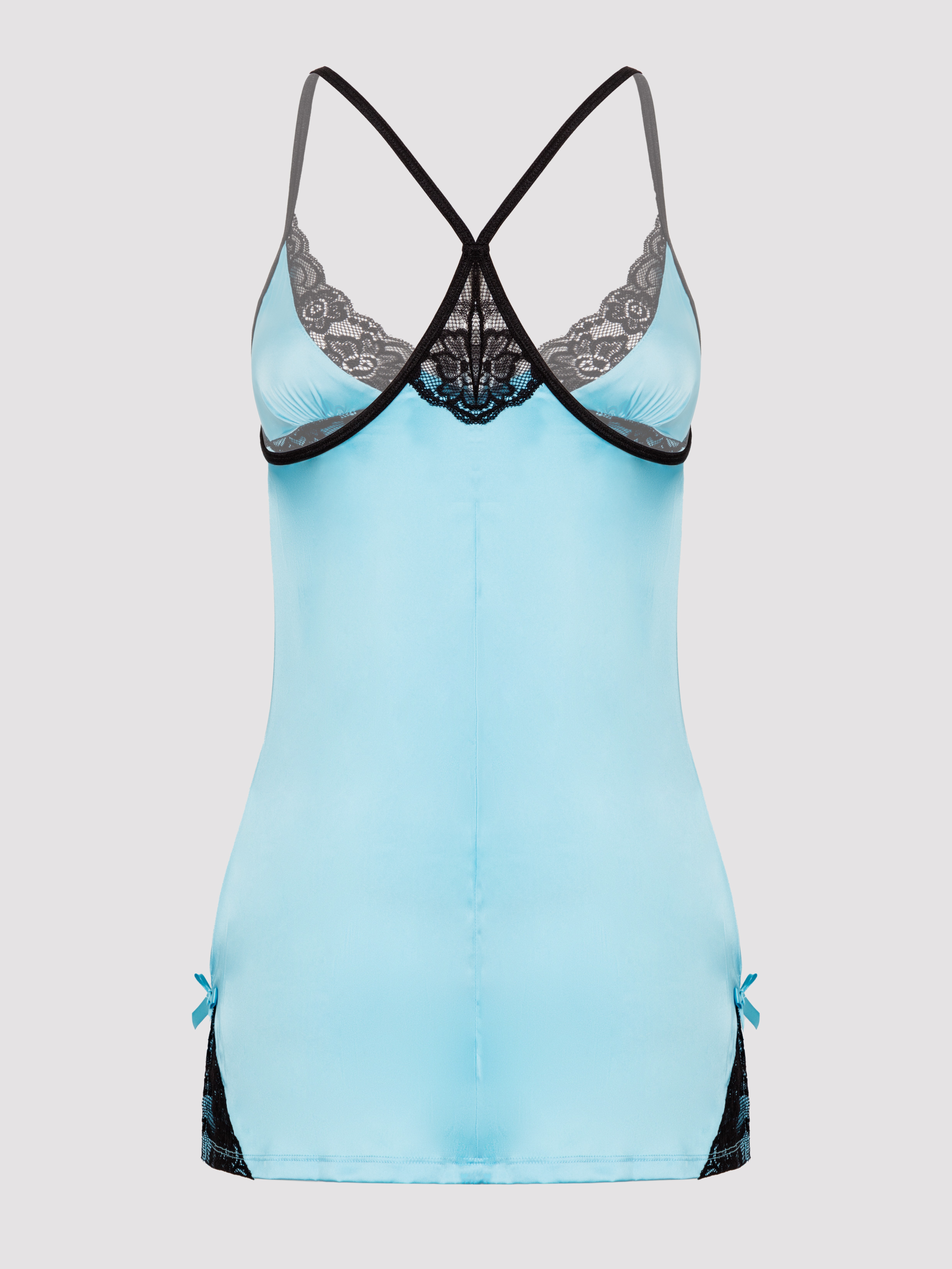 Lovehoney Satin and Lace Plum Chemise Set, Blue, vanilla