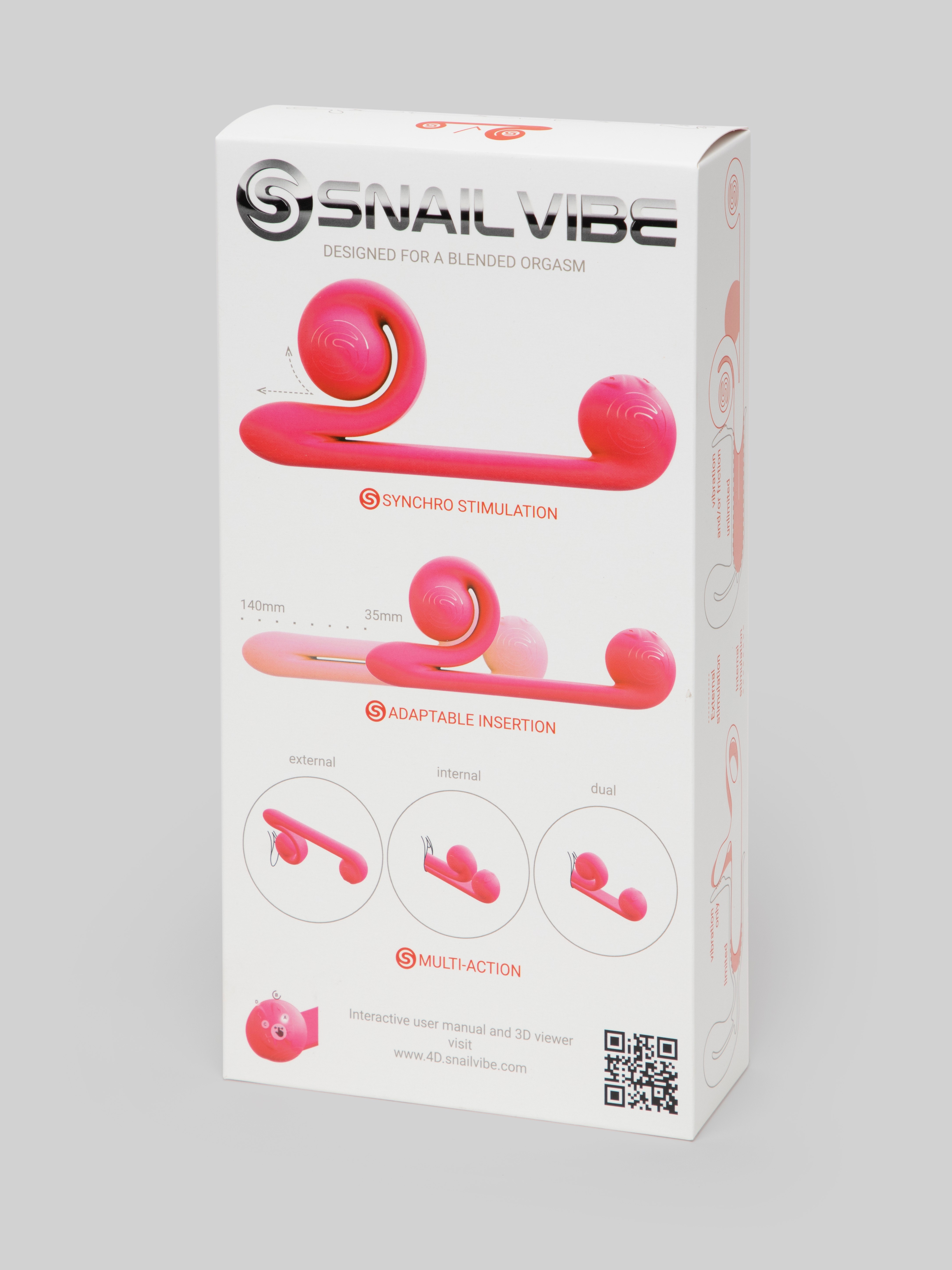 Snail Vibe Rechargeable Extra Powerful Dual Vibrator, Pink, hi-res