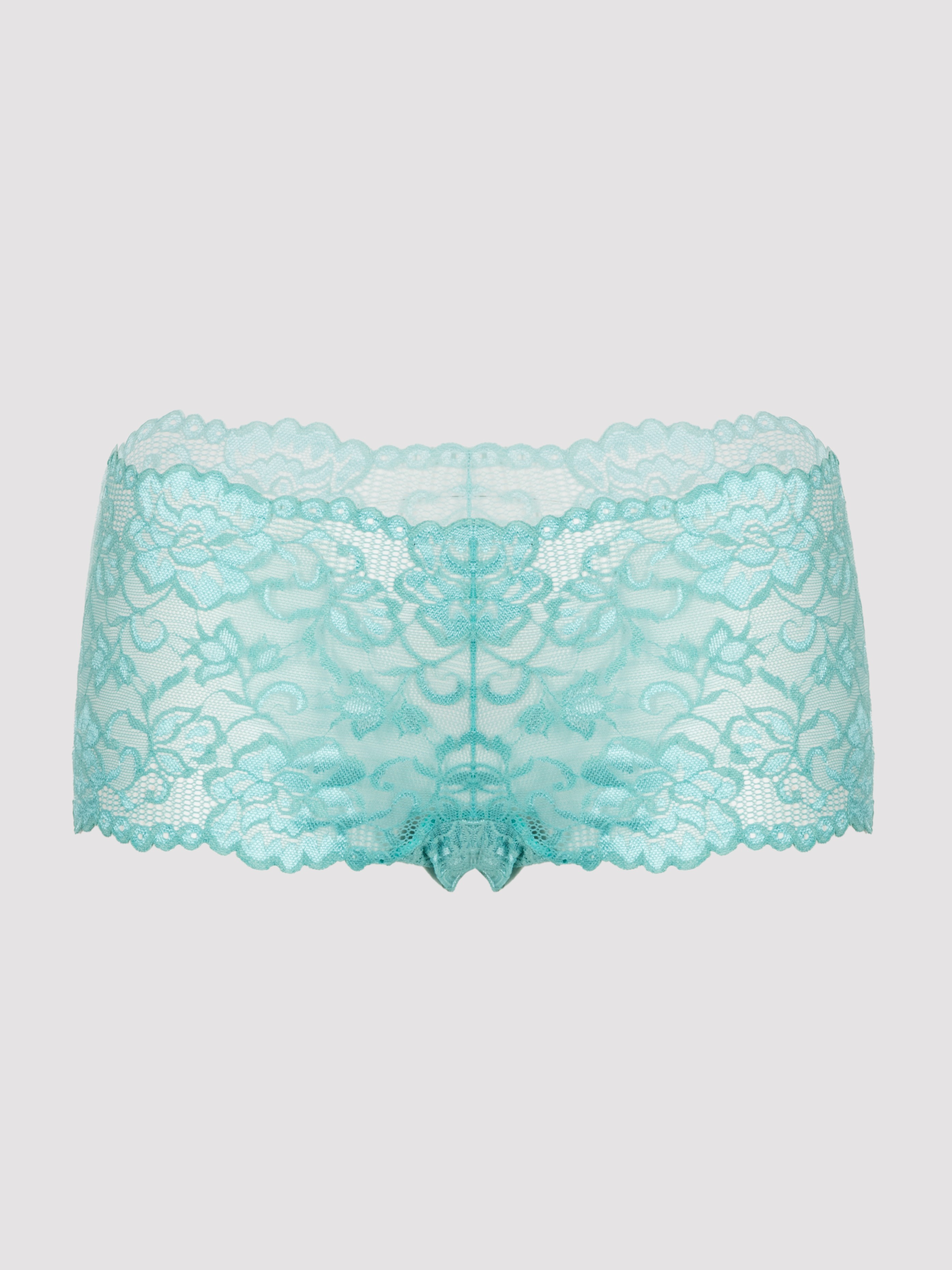 Lovehoney Flirty Soft Aqua Lace Shorts, Light Blue, hi-res