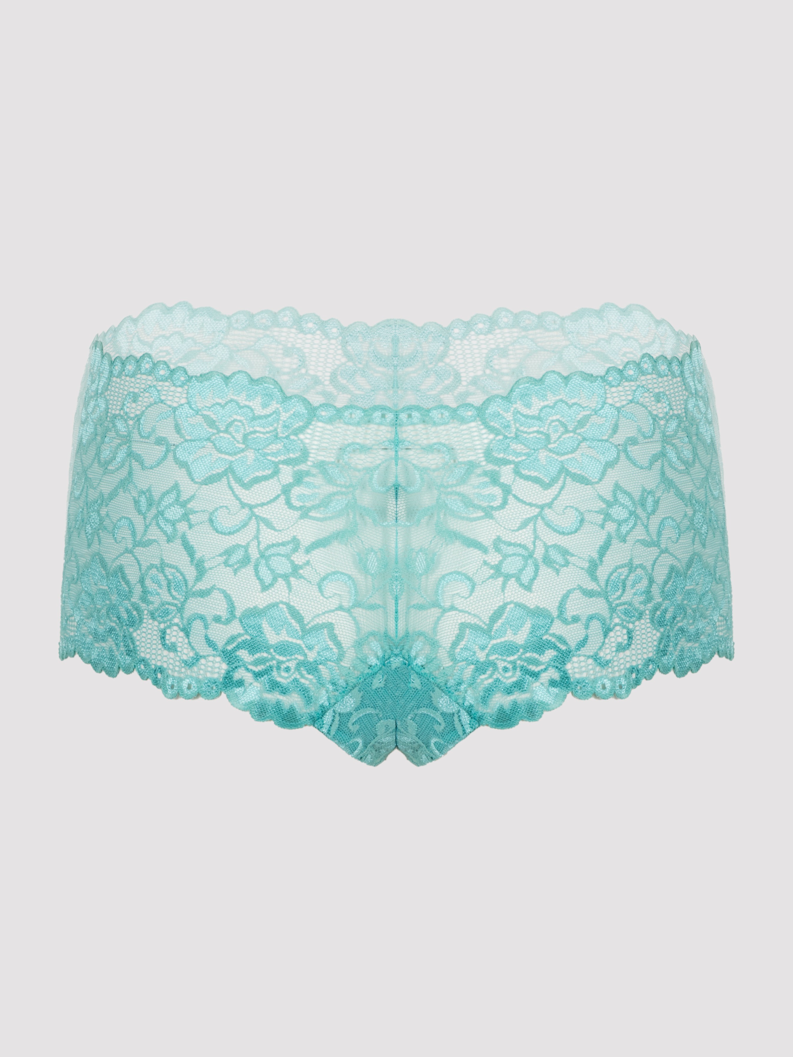 Lovehoney Flirty Black Lace Shorts, Light Blue, vanilla
