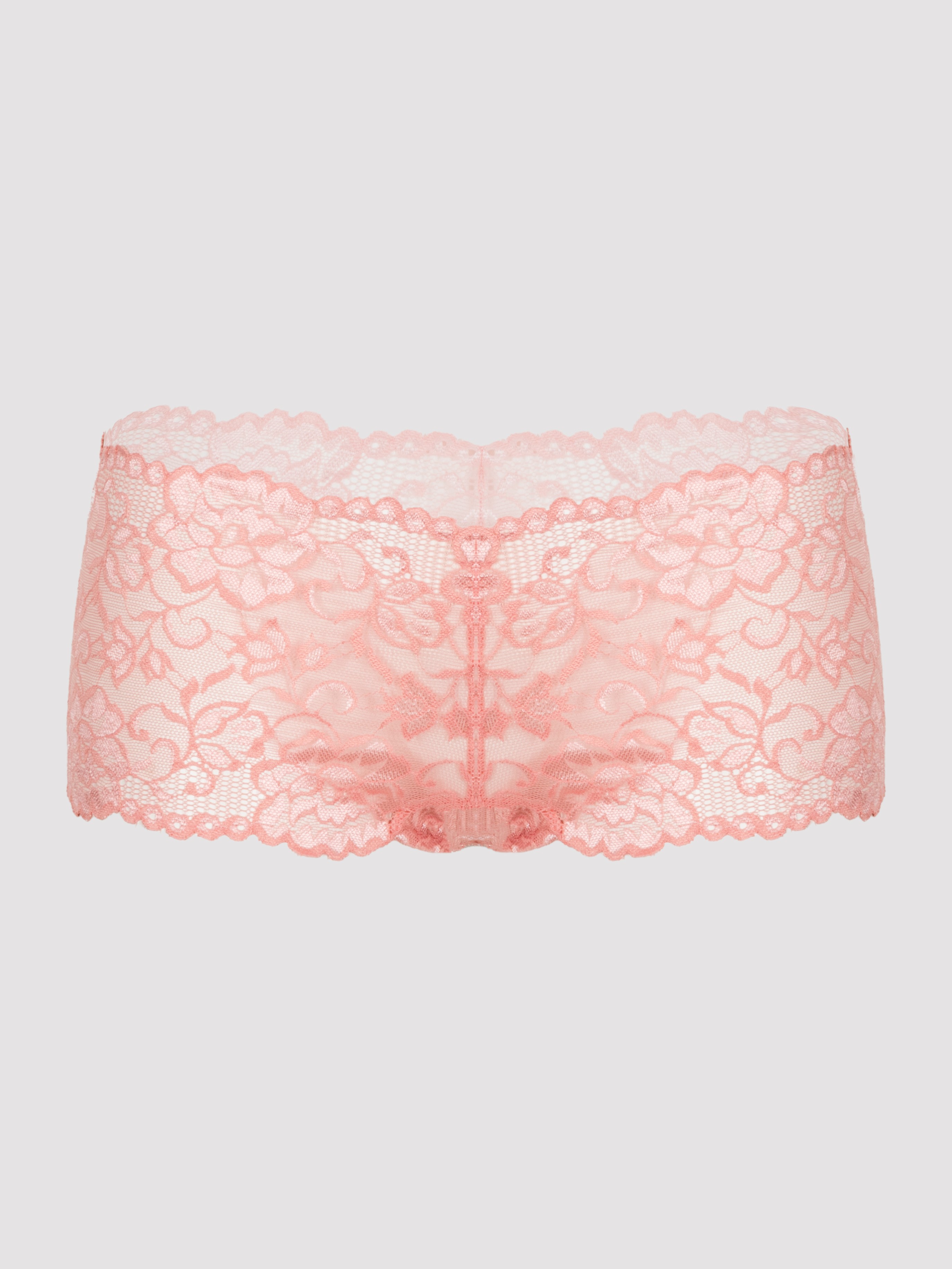 Lovehoney Flirty Powder Pink Lace Shorts, Light Pink, hi-res
