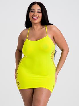 Lovehoney Plus Size Viva Neon Yellow Hourglass Mini Dress