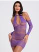 Lovehoney Viva Purple Cut-Out Long Sleeve Mini Dress, Purple, hi-res