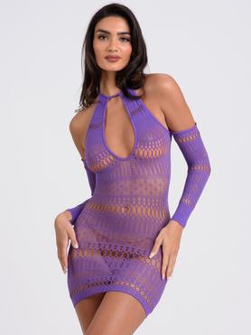Lovehoney Viva Purple Cut-Out Long Sleeve Mini Dress
