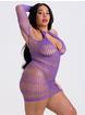 Lovehoney Plus Size Viva Purple Cut-Out Long Sleeve Mini Dress, Purple, hi-res