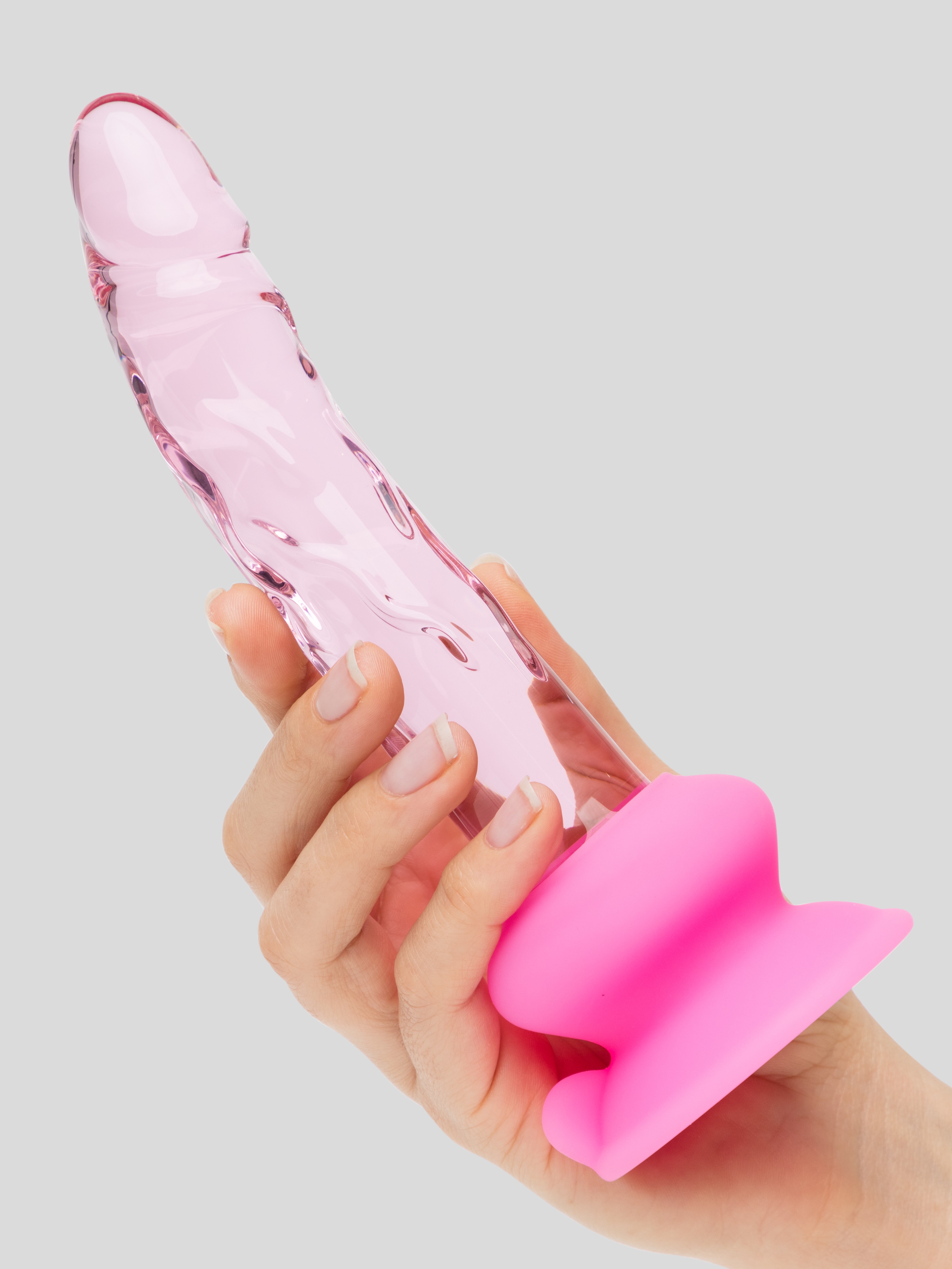 Icicles No. 86 Glass Realistic Dildo with Removable Suction Cup 6 Inch, Pink, hi-res