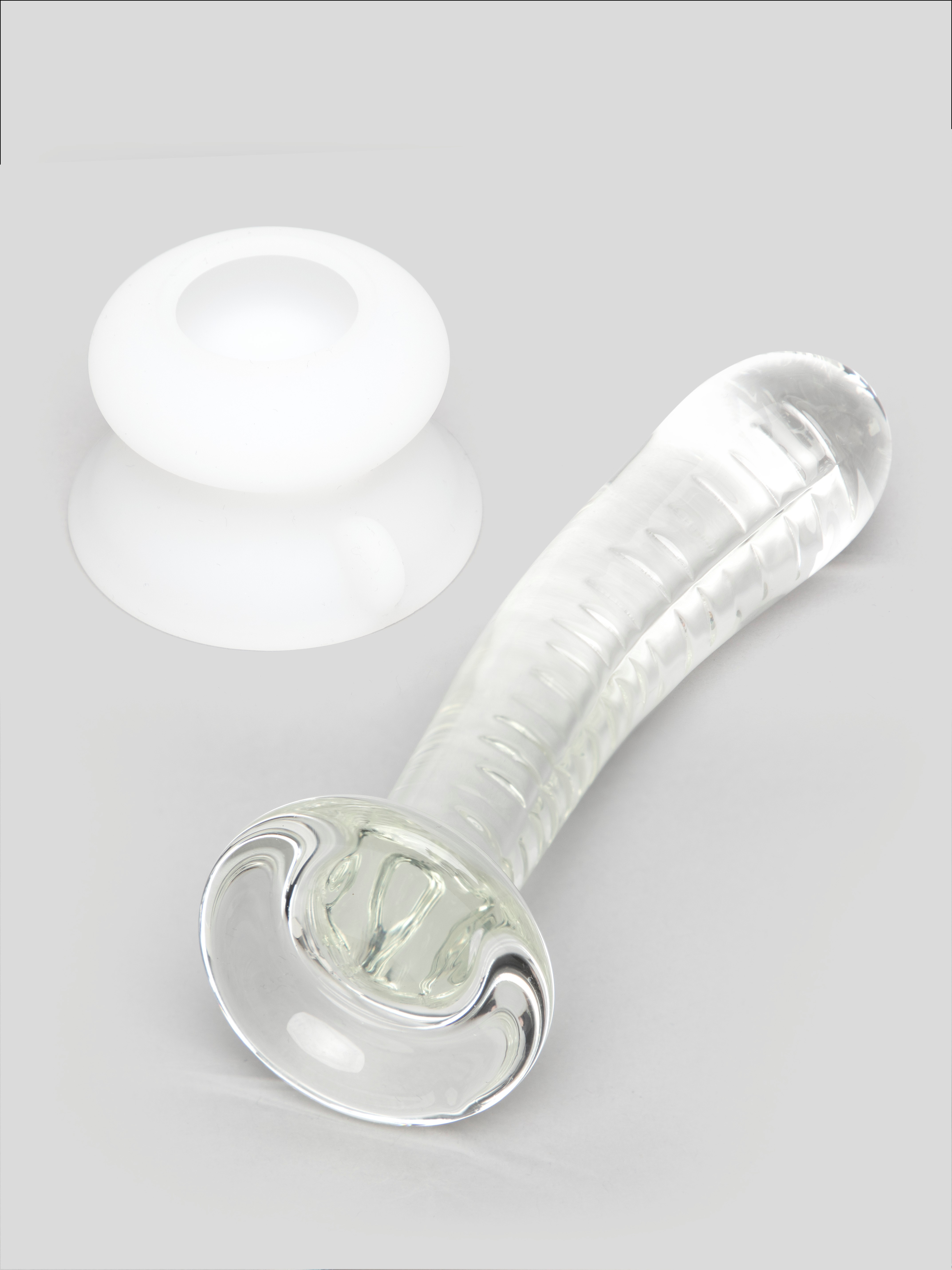 Icicles No. 88 G-Spot Glass Textured Dildo with Removable Suction Cup 6 Inch, Clear, hi-res