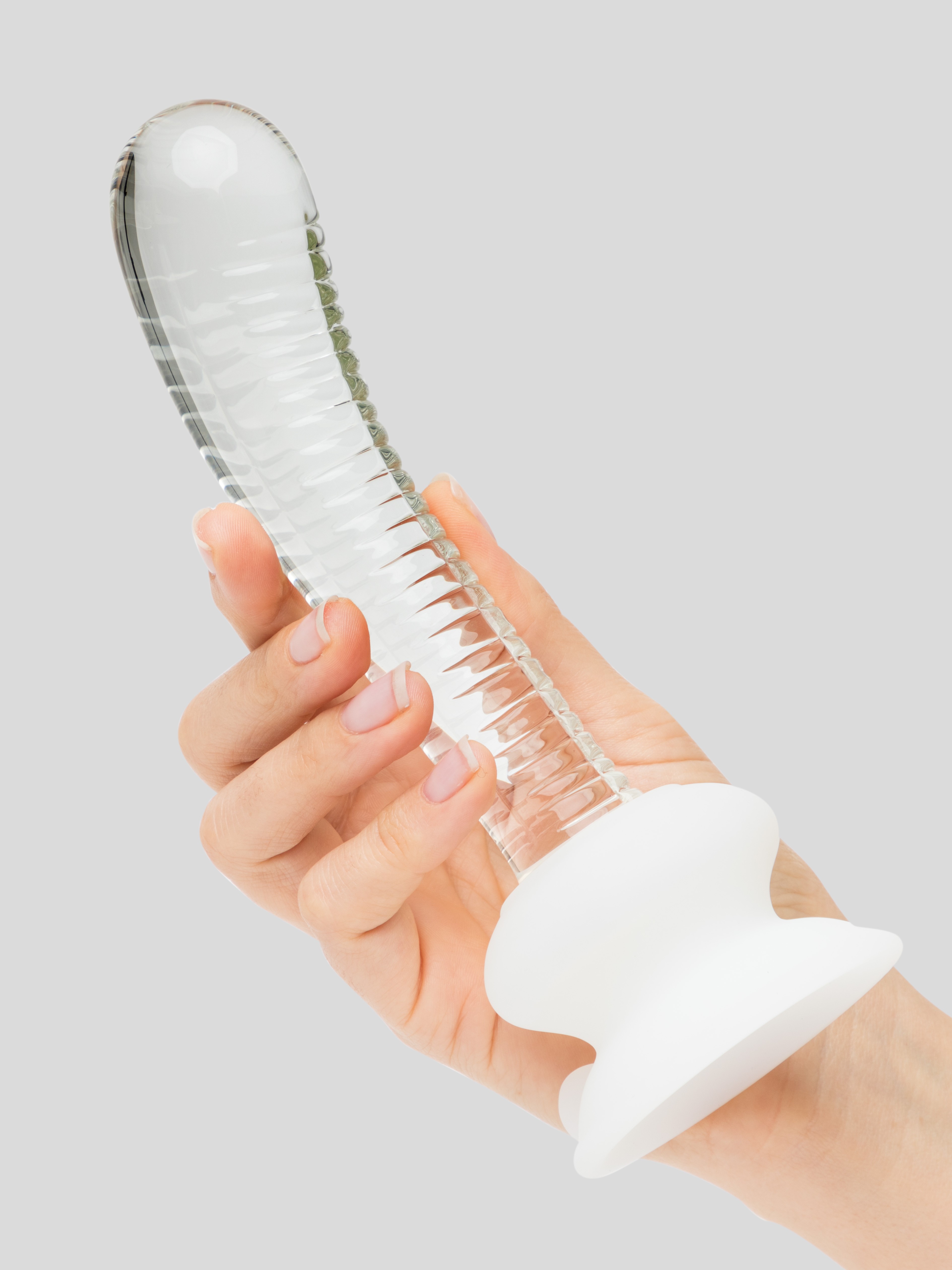 Icicles No. 88 G-Spot Glass Textured Dildo with Removable Suction Cup 6 Inch, Clear, hi-res