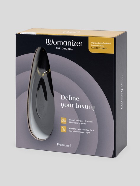Womanizer Premium 2 Rechargeable Smart Silence Clitoral Suction Stimulator, Black, hi-res