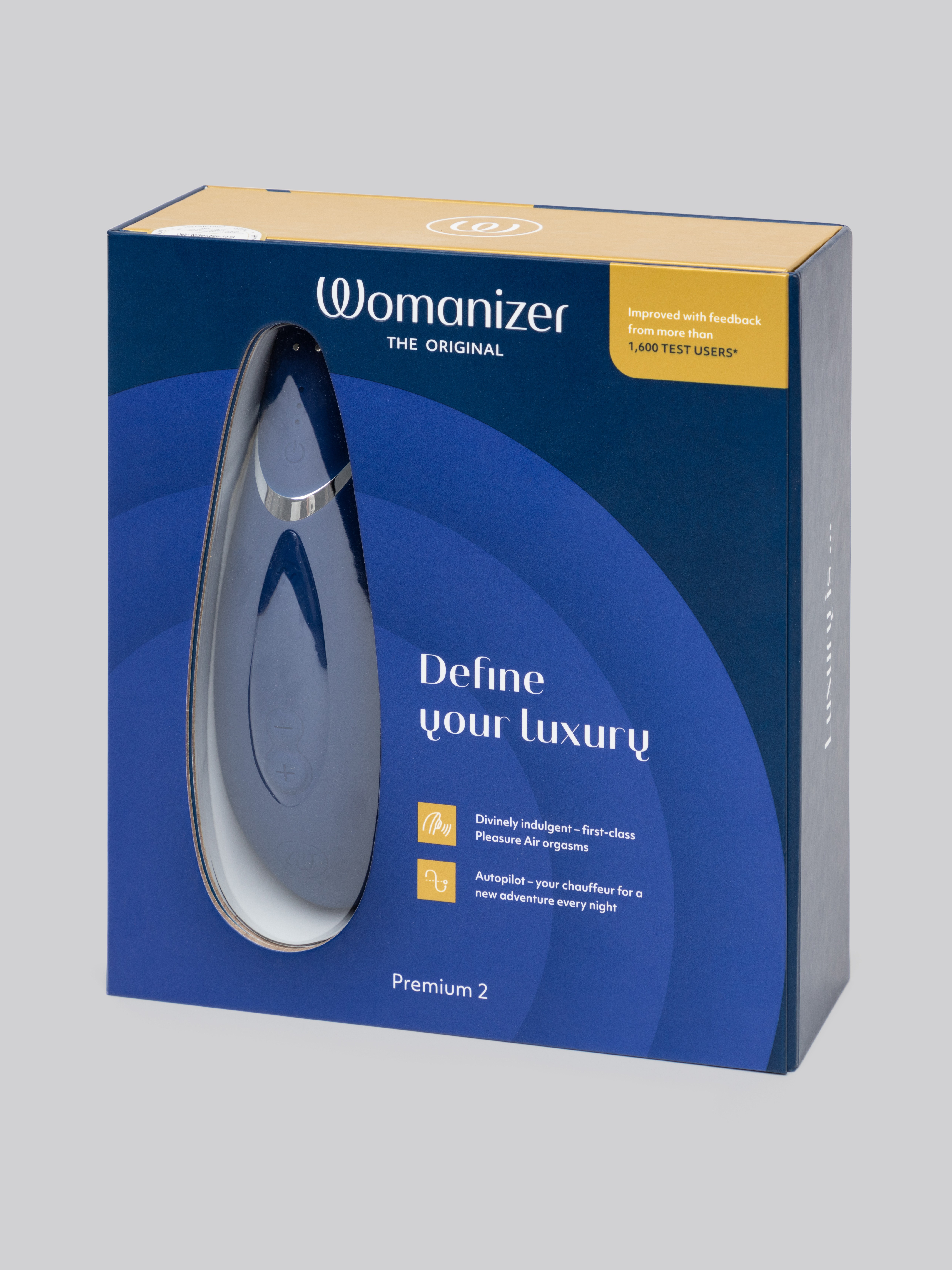Womanizer Premium 2 Rechargeable Smart Silence Clitoral Suction Stimulator, Blue, hi-res