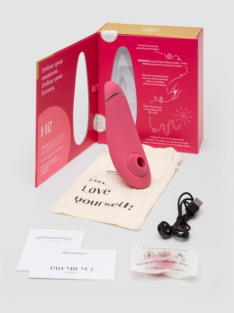 Womanizer Premium 2 Rechargeable Smart Silence Clitoral Suction Stimulator, Pink, hi-res