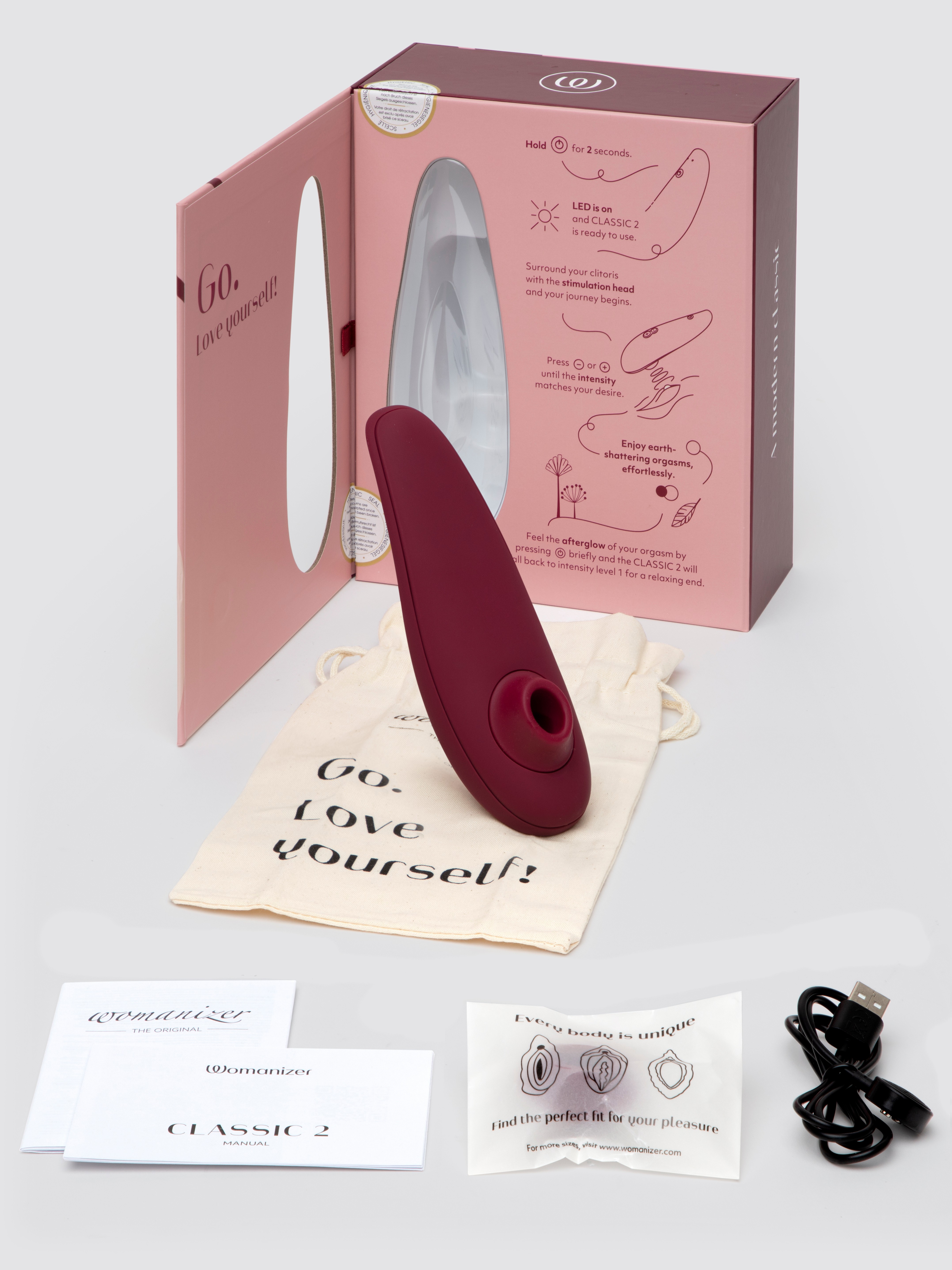 Womanizer Classic 2 Rechargeable Clitoral Suction Stimulator, Red, hi-res