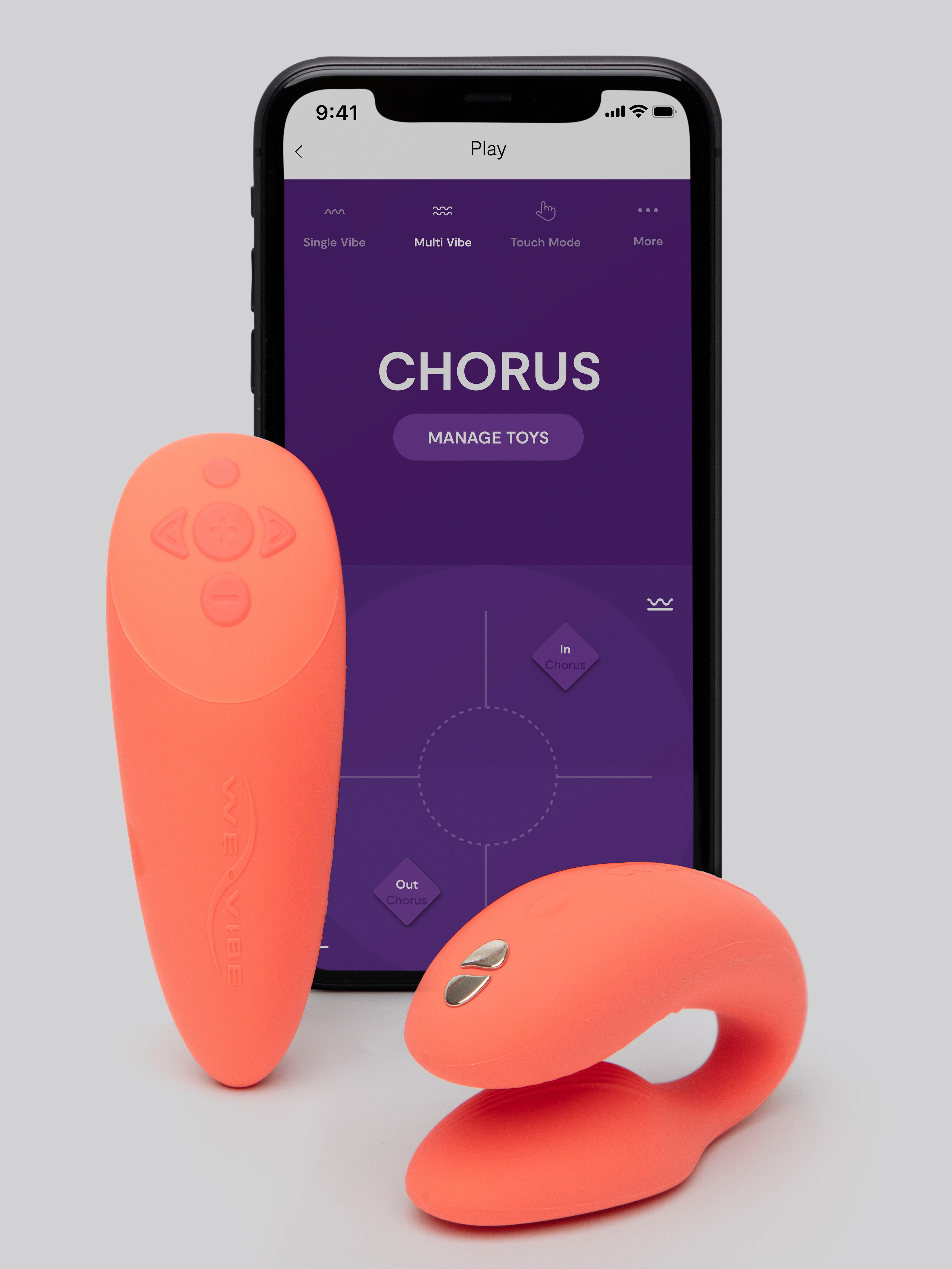 Image of We-Vibe Chorus App and Remote Controlled Rechargeable Couple's Vibrator - Orange