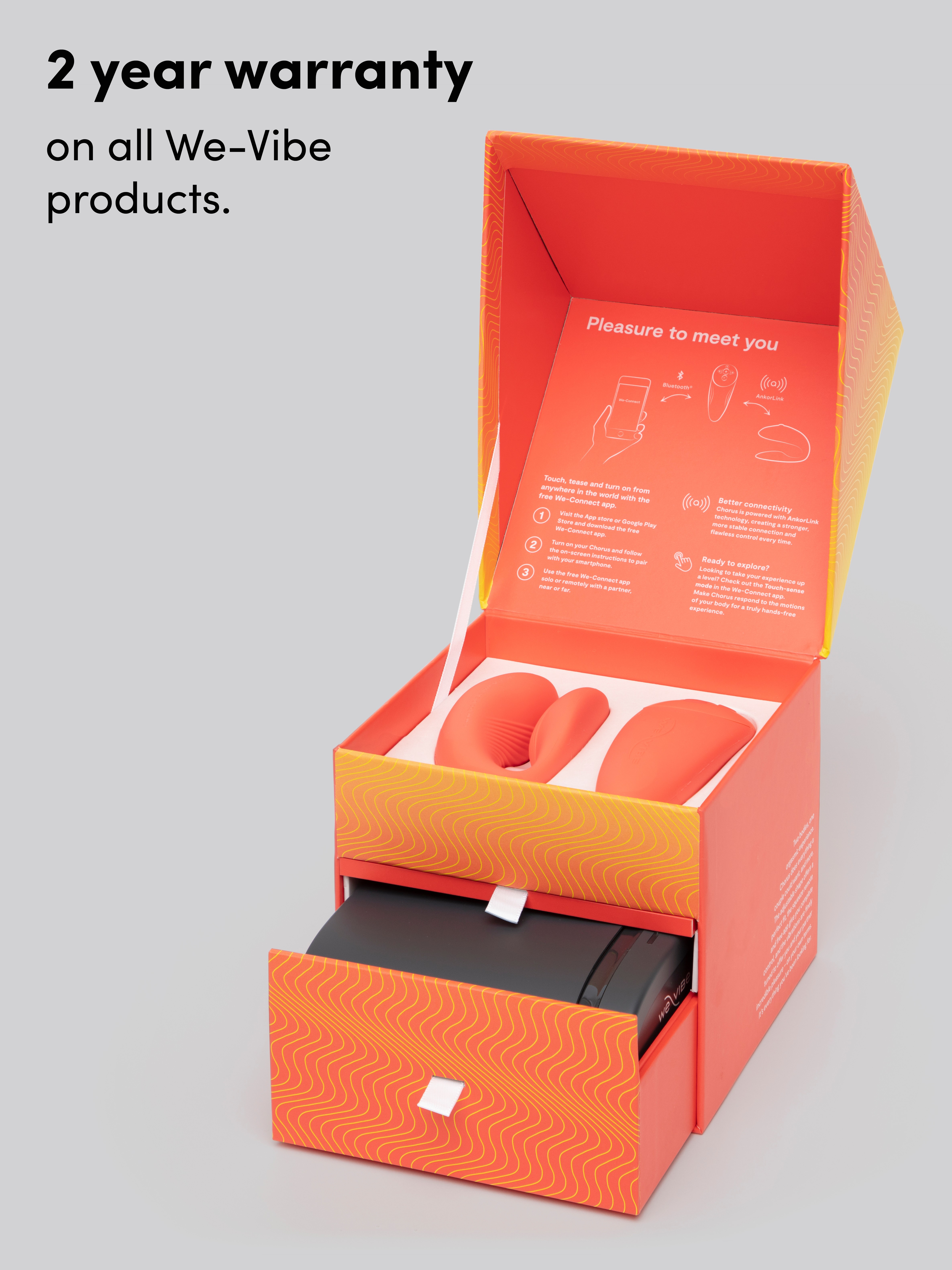 We-Vibe Chorus App and Remote Controlled Rechargeable Couple's Vibrator, Orange, hi-res