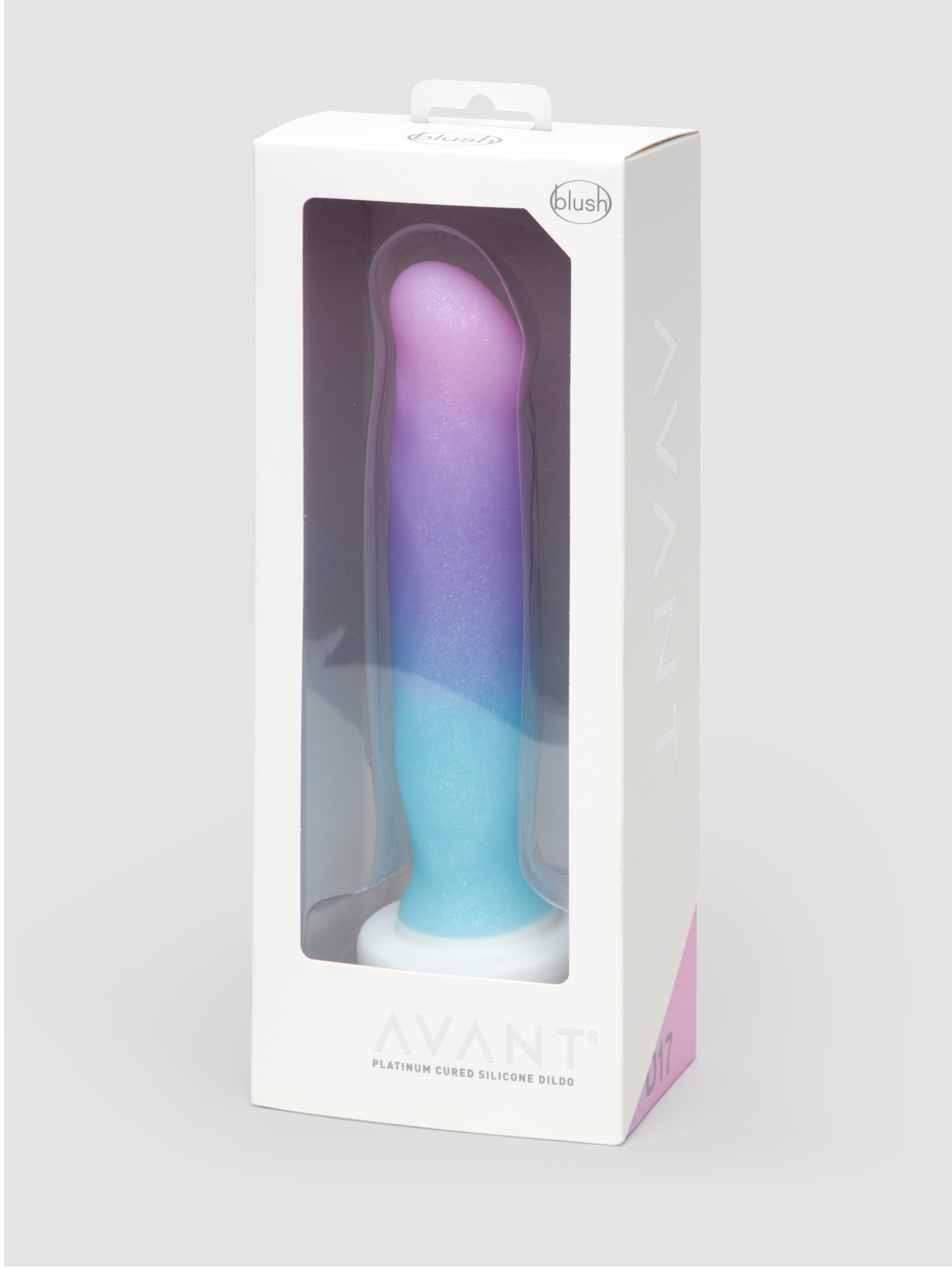 Blush Avant Silicone Ombre Glitter Dildo 6.5 Inch, Purple, hi-res
