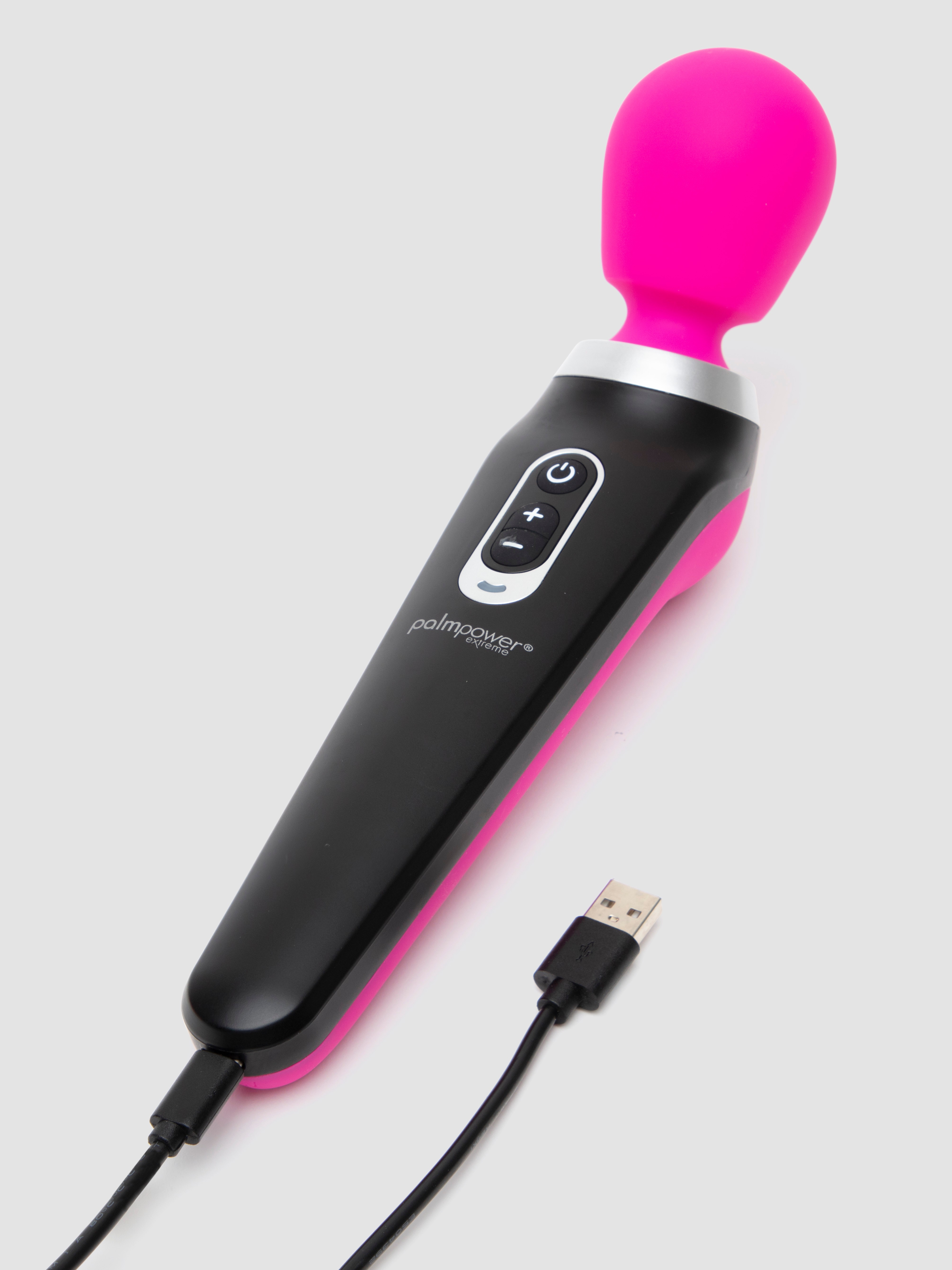 Palm Power Extreme Silicone Rechargeable Magic Wand Vibrator, Pink, hi-res