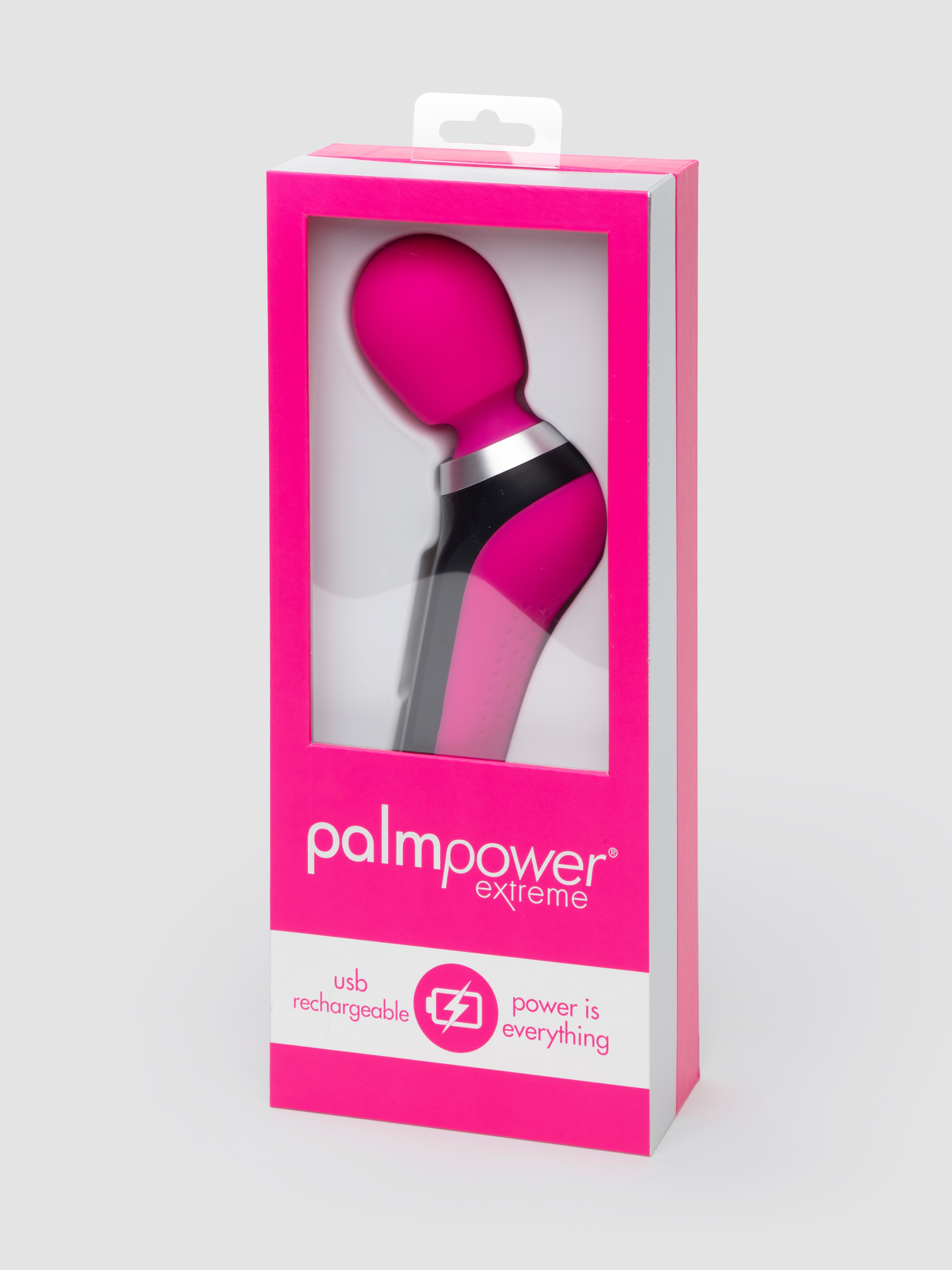 Palm Power Extreme Silicone Rechargeable Magic Wand Vibrator, Pink, hi-res