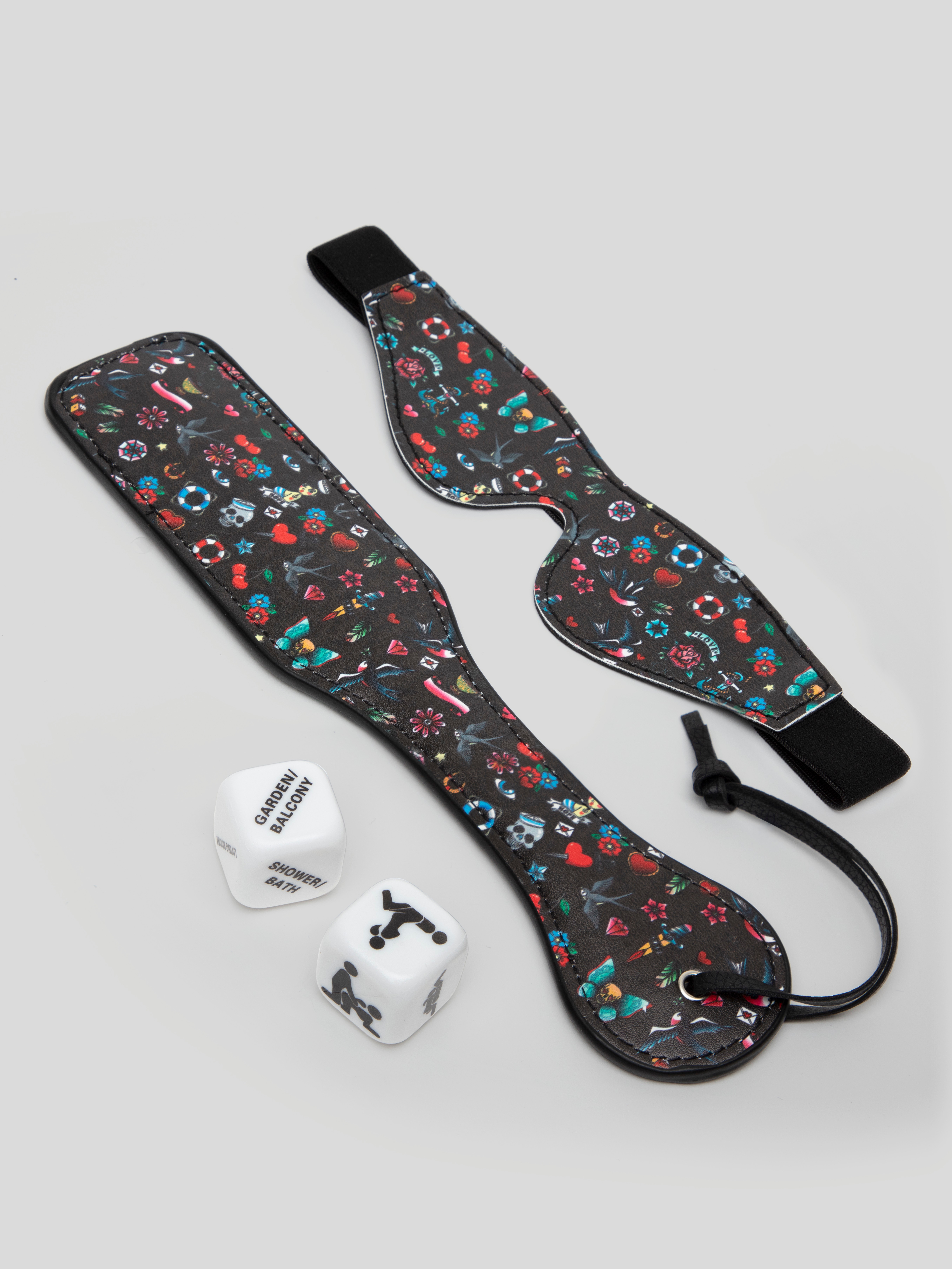 Ouch! Bondage Tattoo Style Bondage Kit (9 Piece), Black, hi-res