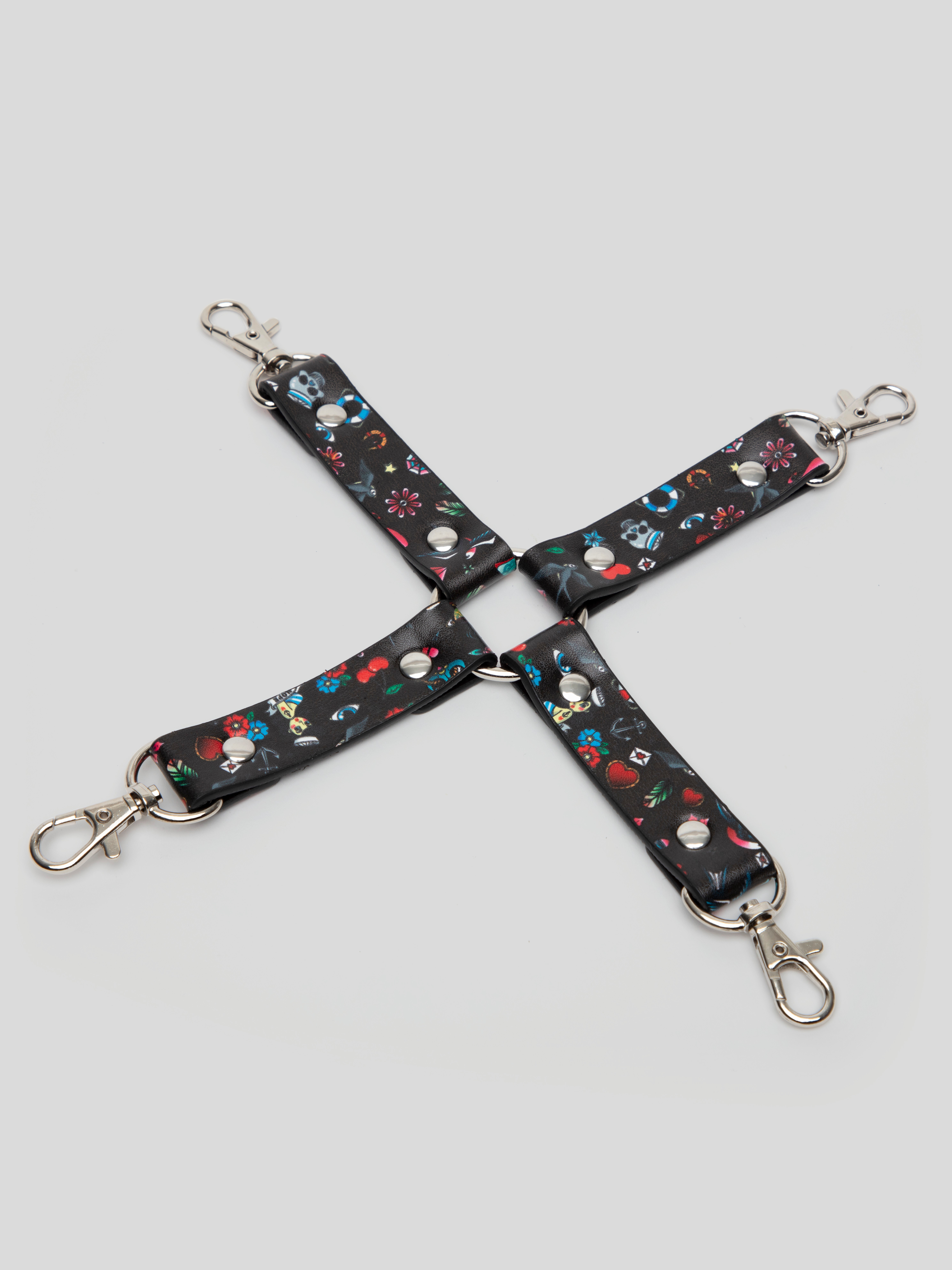 Ouch! Bondage Tattoo Style Bondage Kit (9 Piece), Black, hi-res