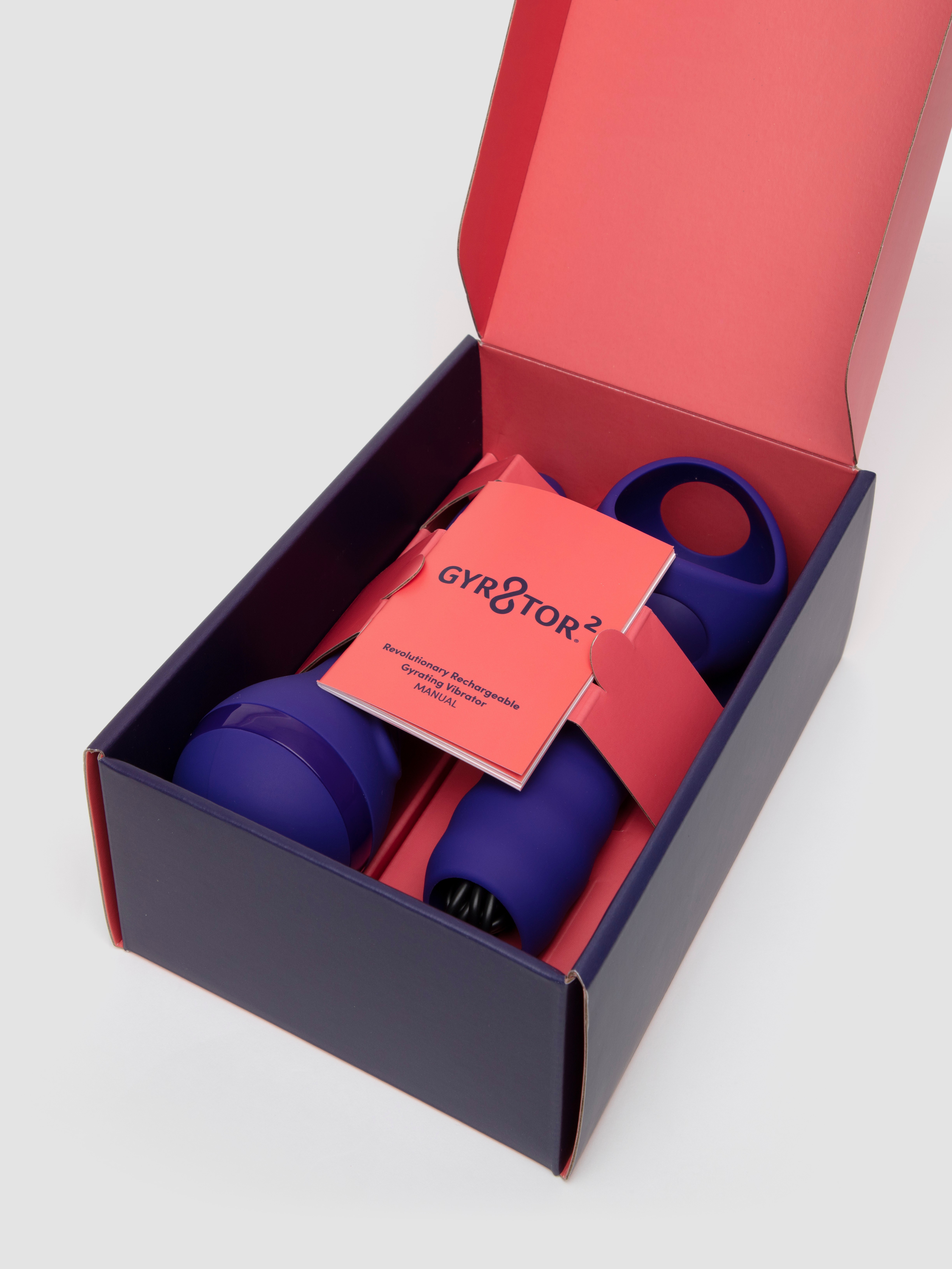 Lovehoney Gyr8tor 2 Set with Ribbed and Suction Attachments, Purple, hi-res