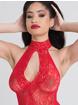 Lovehoney Red Lace Keyhole Front Mini Dress , Red, hi-res