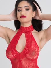 Lovehoney Red Lace Keyhole Front Mini Dress , Red, hi-res