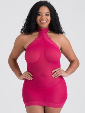 Lovehoney Plus Size Pink Halterneck Mini Dress