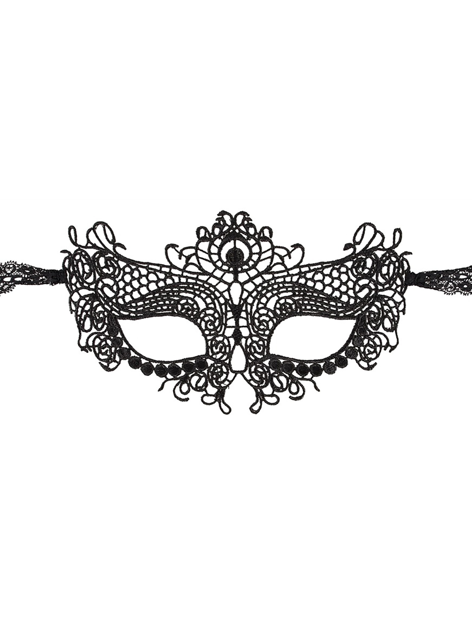 Cottelli Black Masquerade Lace Mask, Black, vanilla
