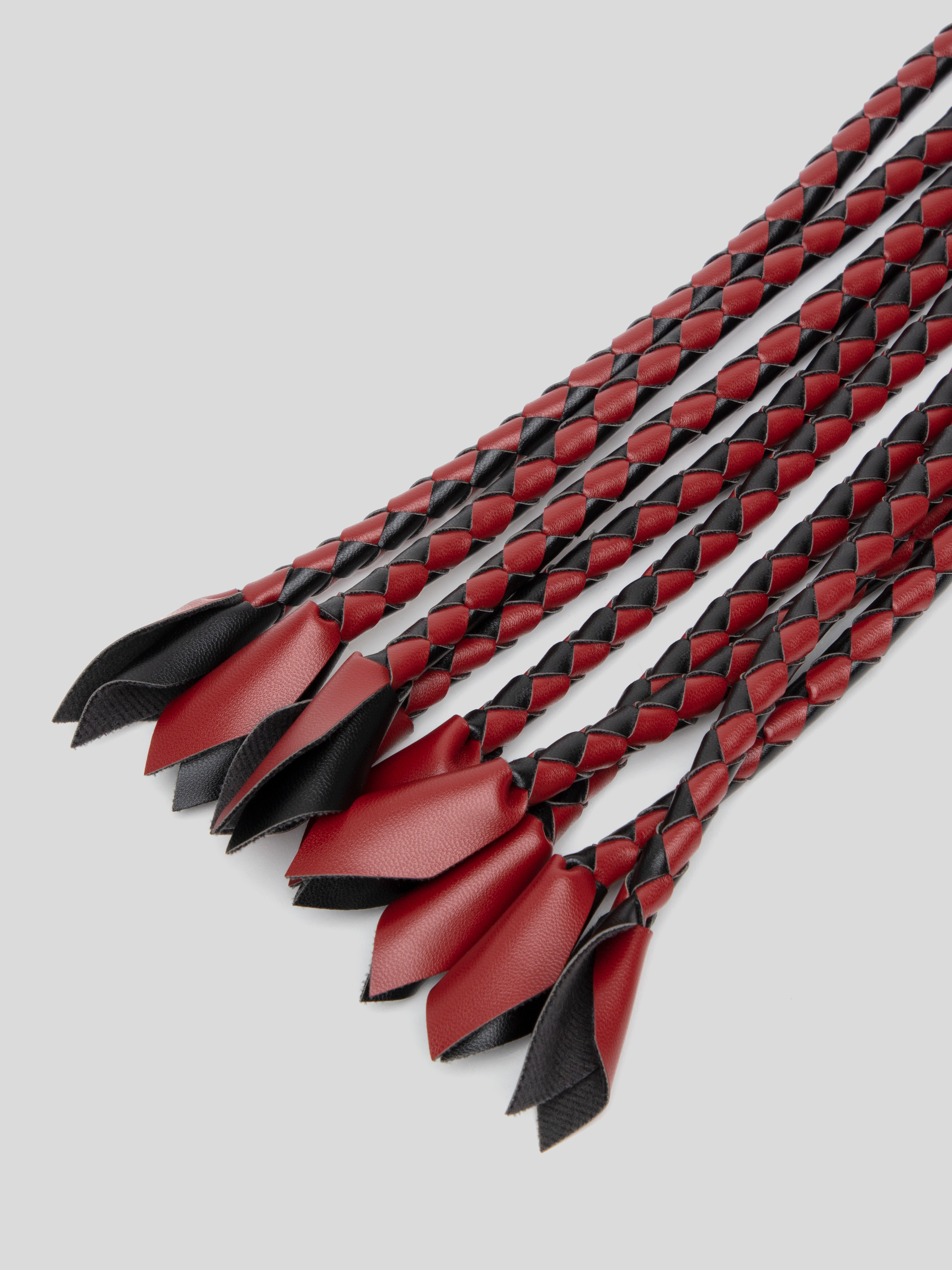 Sportsheets Saffron Faux Leather Braided Flogger, Black, hi-res