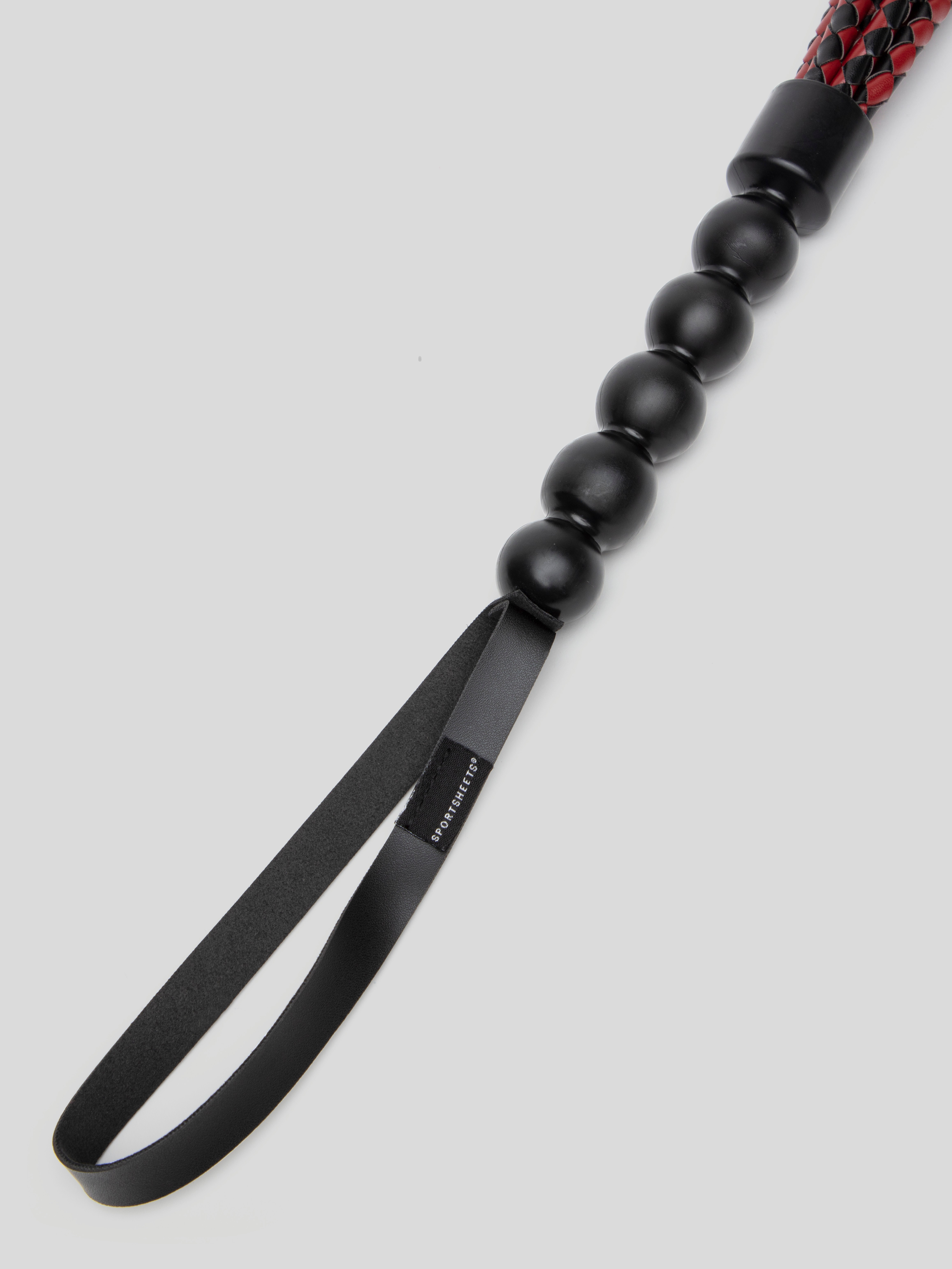 Sportsheets Saffron Faux Leather Braided Flogger, Black, hi-res