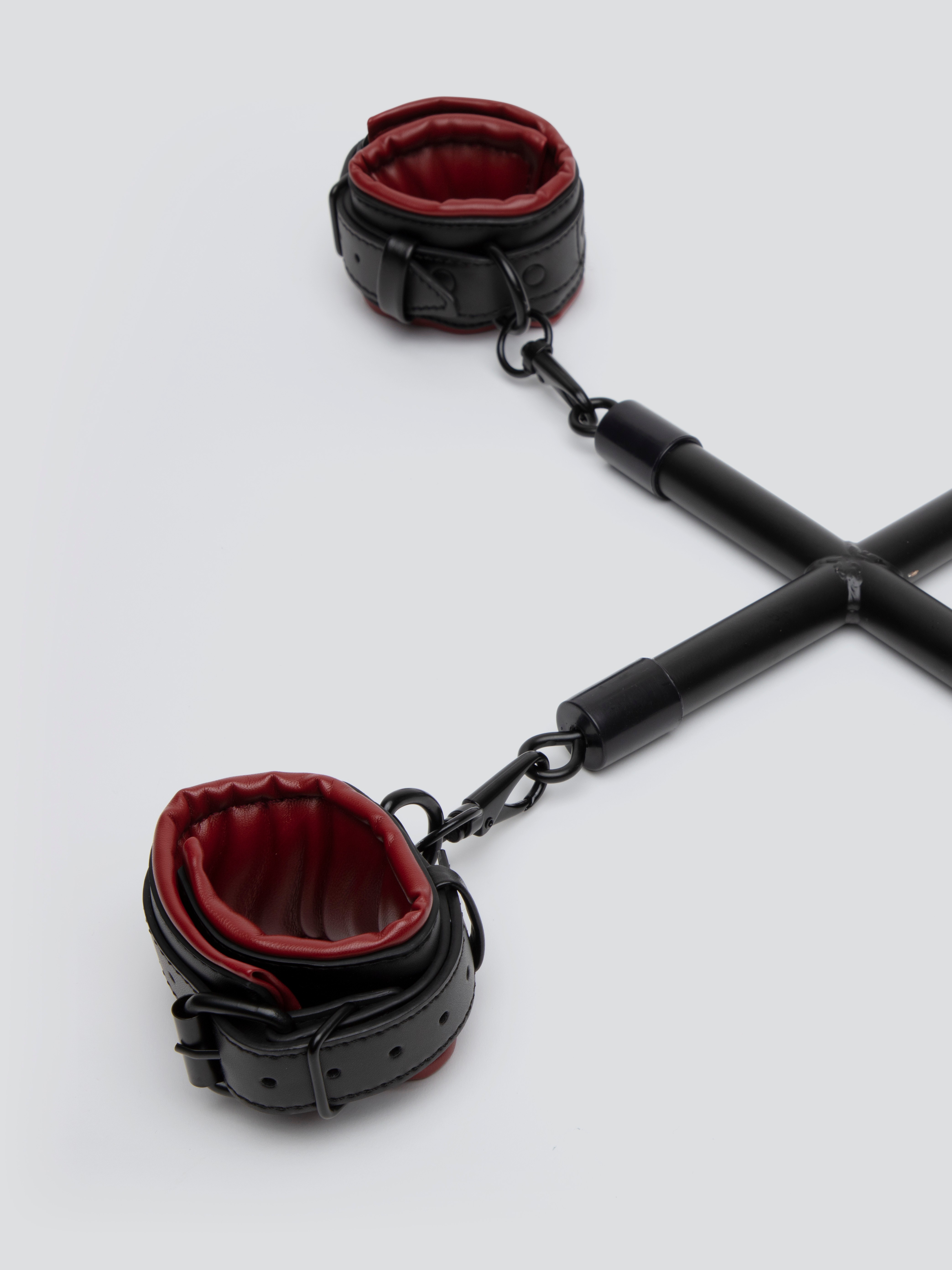 Sportsheets Saffron Faux Leather Hogtie and Cuff Set, Black, hi-res