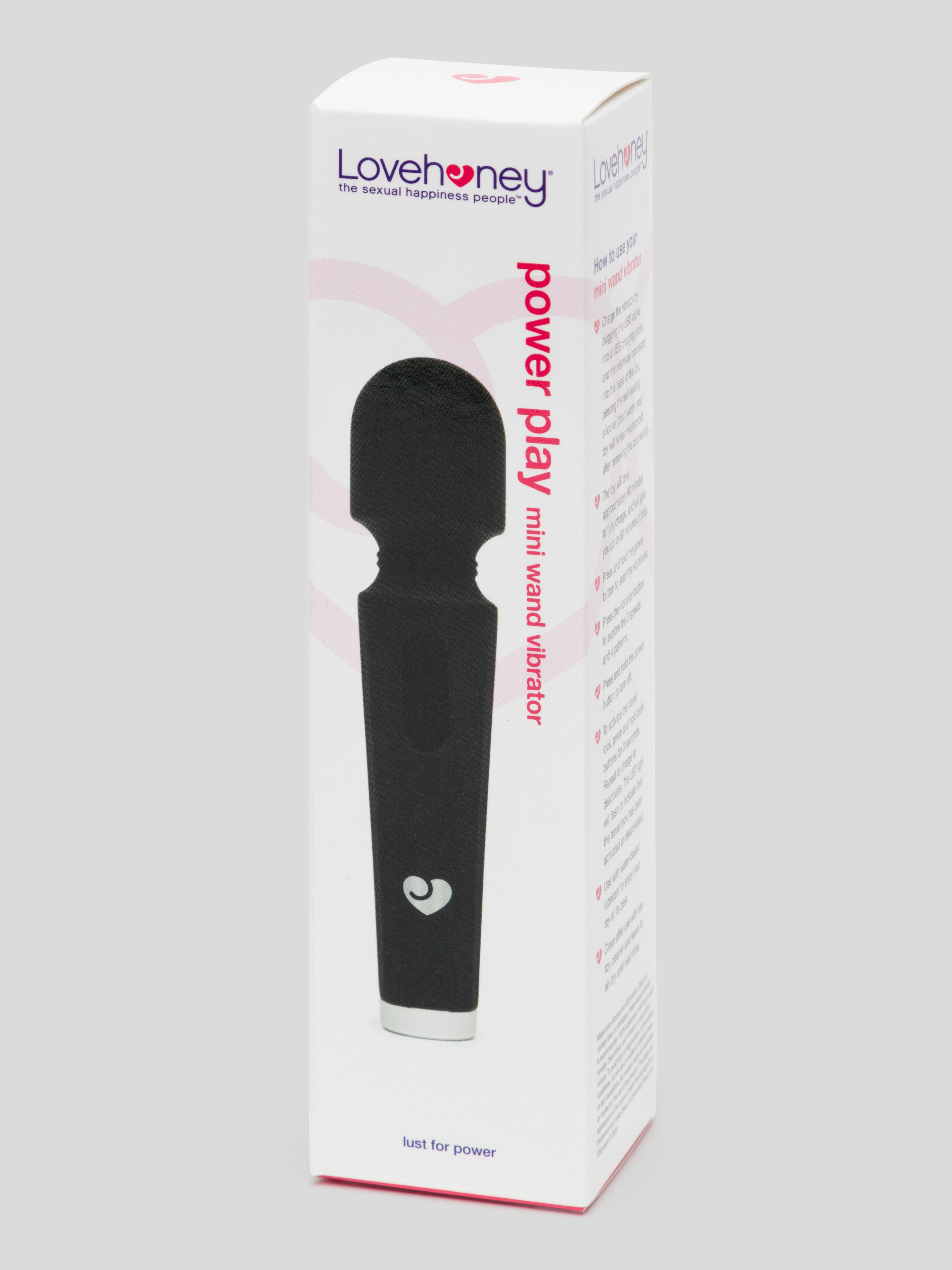 Lovehoney Power Play Rechargeable Mini Wand Vibrator, Black, hi-res