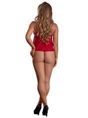 Exposed Black Open-Cup Crotchless Cami Set, Red, hi-res