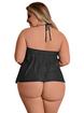 Exposed Plus Size Black Open-Cup Crotchless Cami Set, Black, hi-res