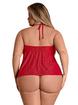 Exposed Plus Size Red Open-Cup Crotchless Cami Set, Red, hi-res