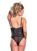Exposed Black Lace and Mesh Plunge Body, Black, hi-res