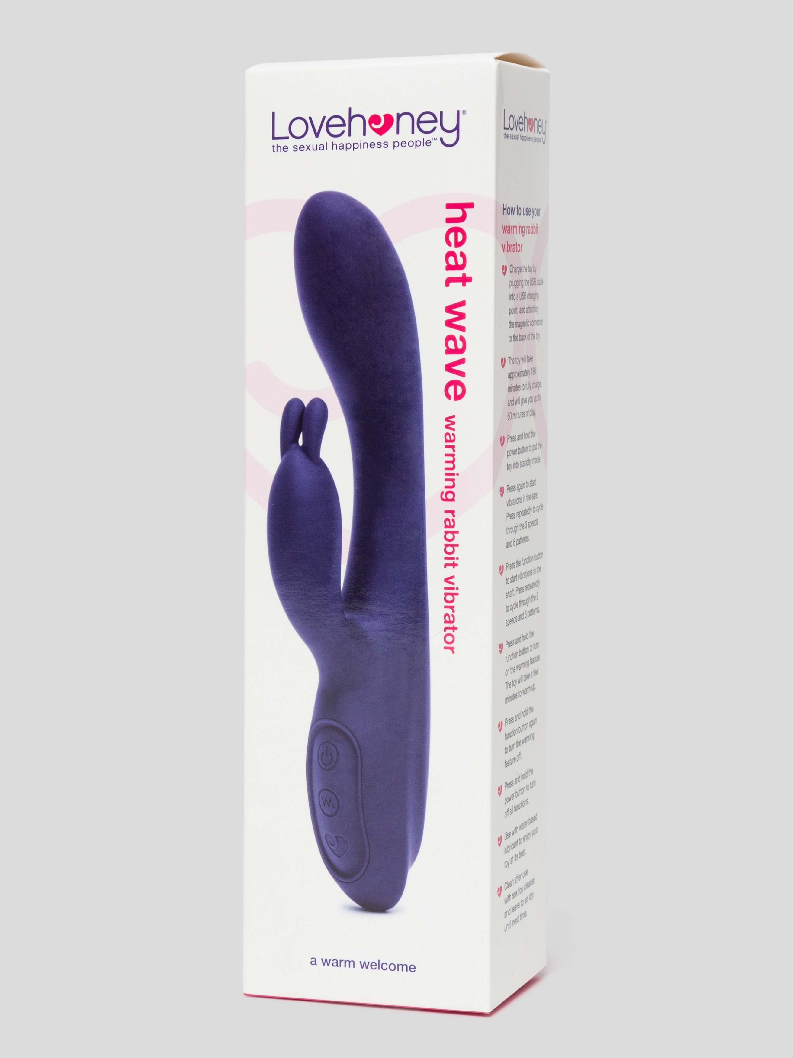 Lovehoney Heat Wave Warming Rechargeable G-Spot Rabbit Vibrator , Purple, hi-res