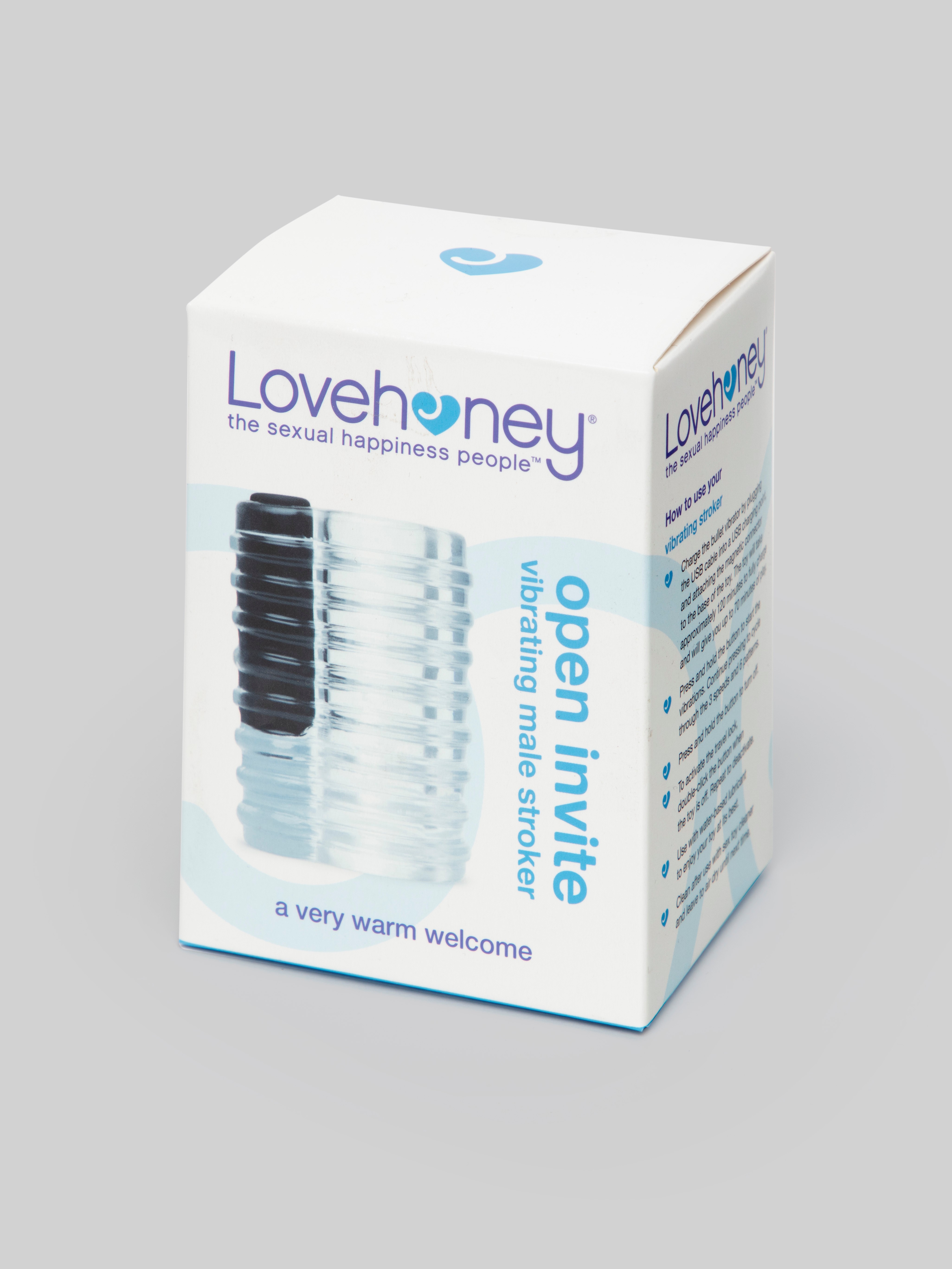 Lovehoney Open Invite Clear Rechargeable Vibrating Male Stroker, Clear, hi-res