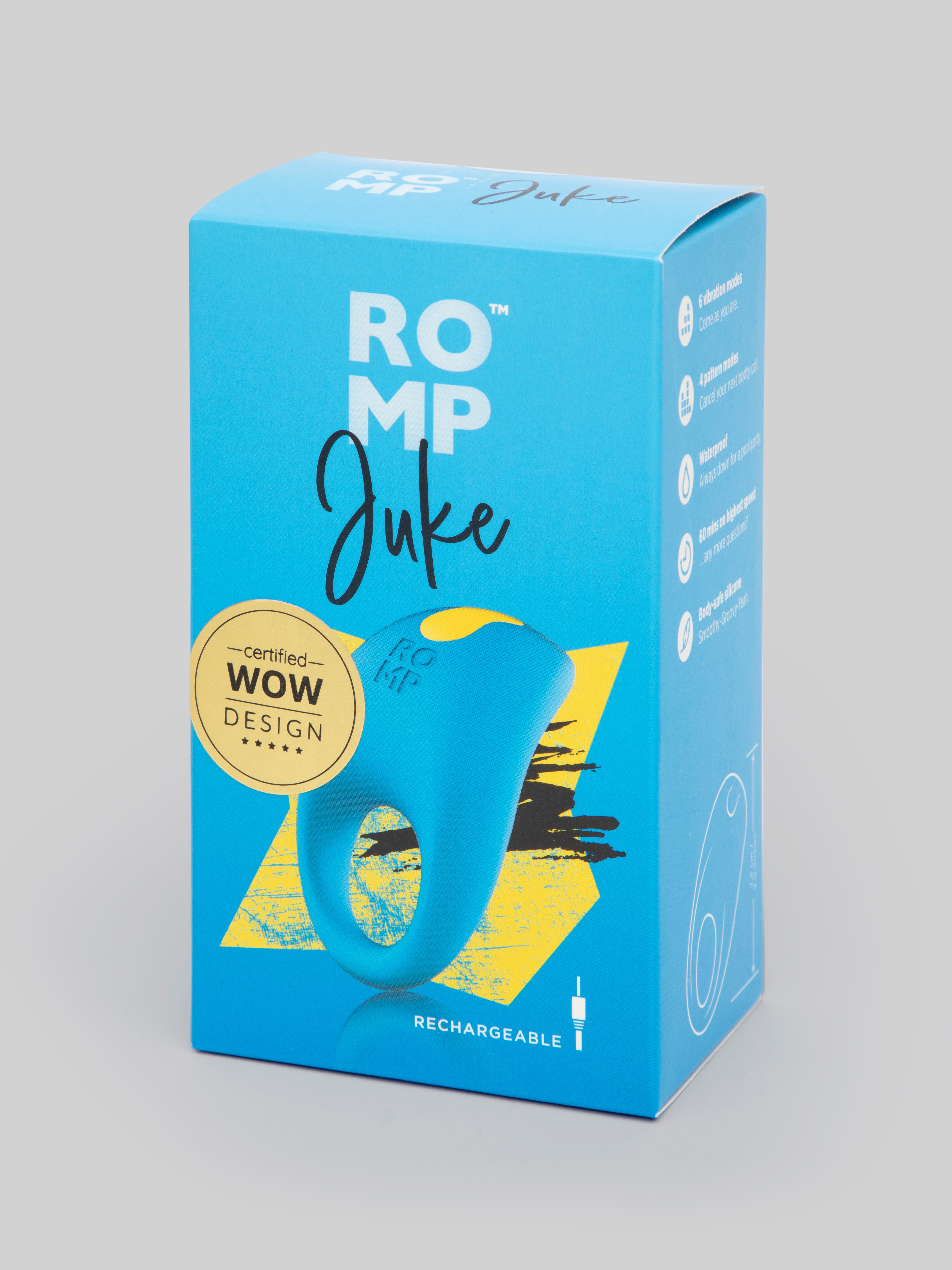 ROMP Juke Rechargeable Vibrating Cock Ring, Blue, hi-res