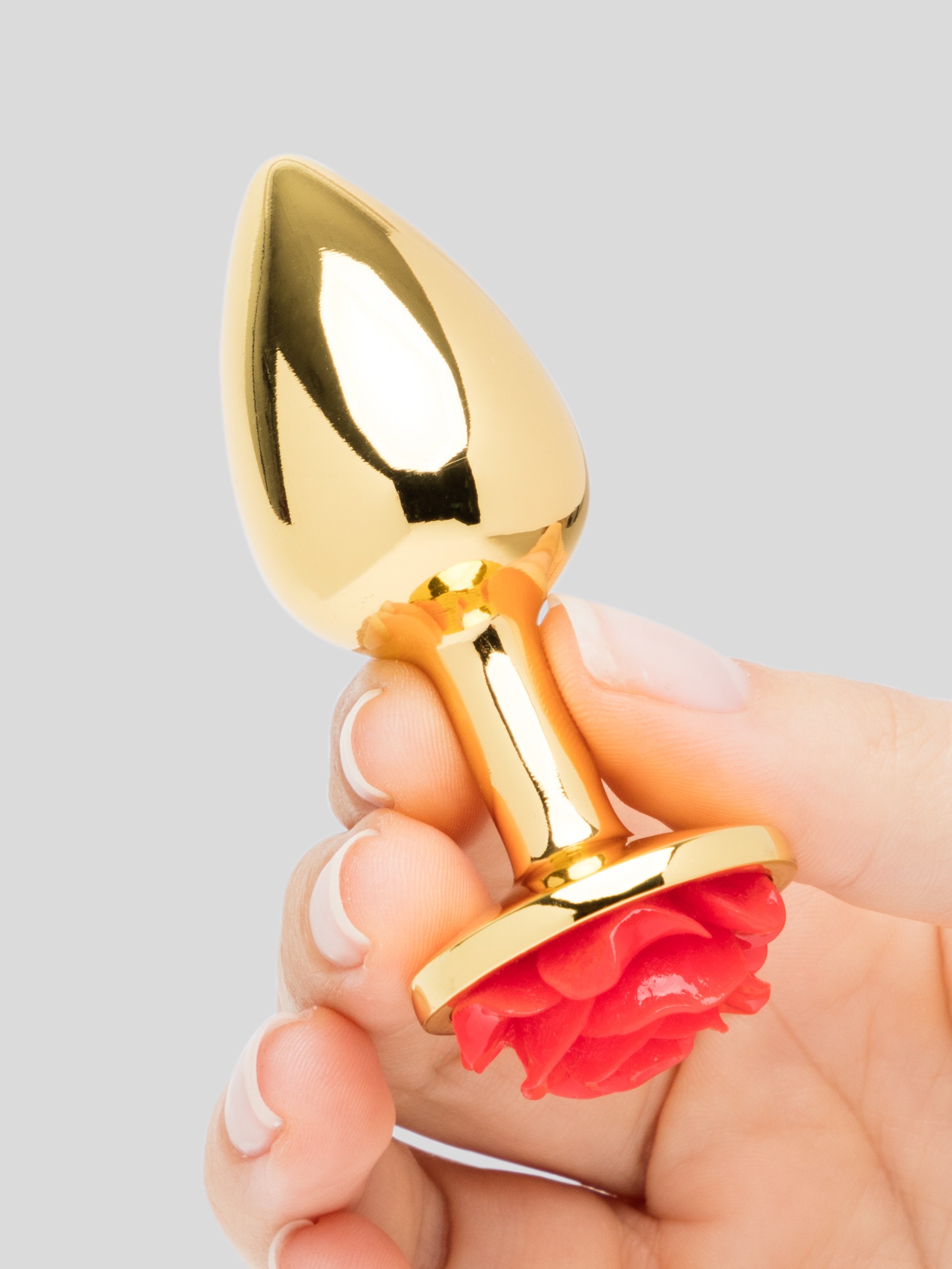 Rear Assets Small Flower Metal Butt Plug 2 Inch, Gold, hi-res