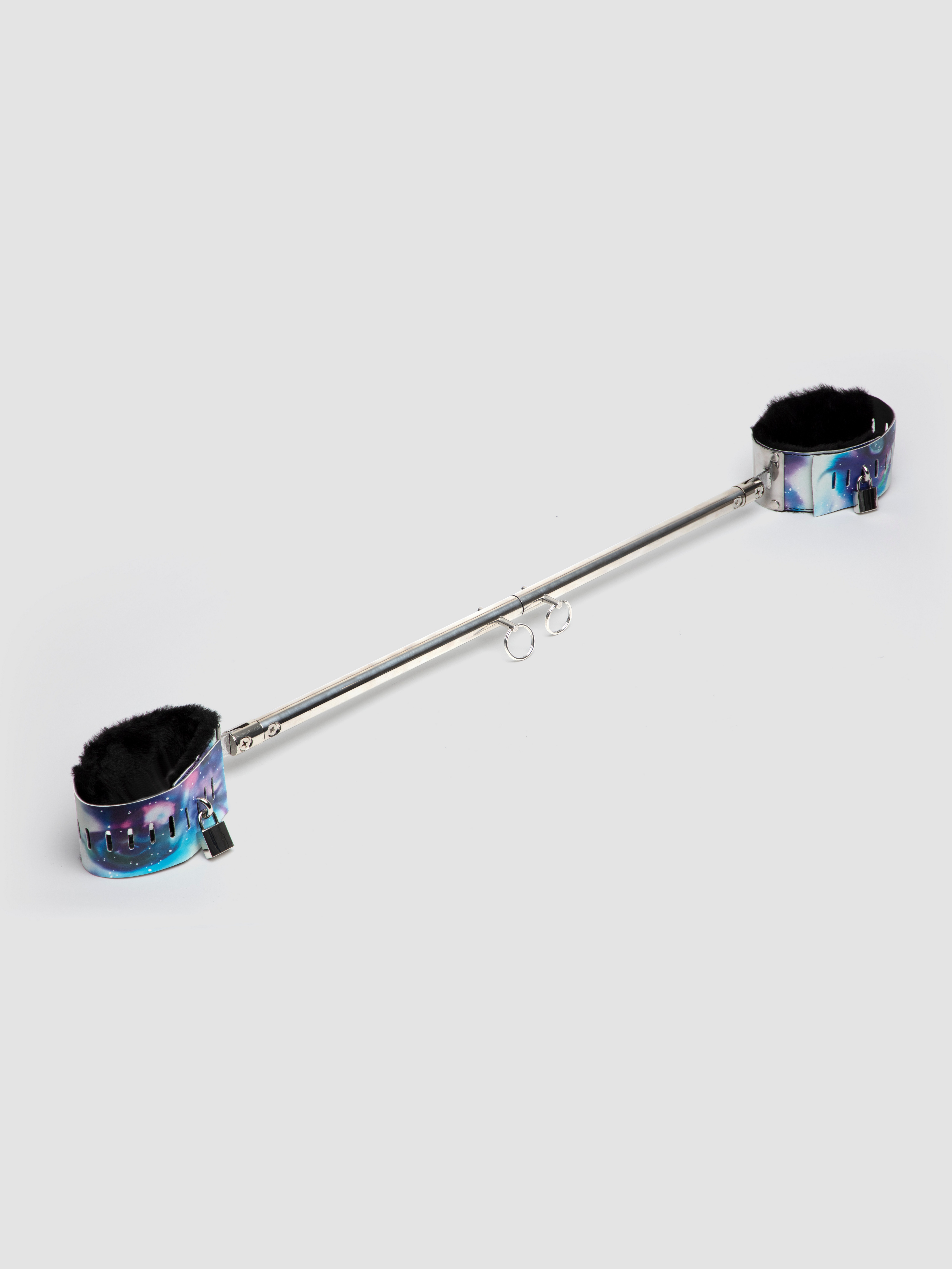 Bondage Boutique Cosmic Spreader Bar with Faux Leather Cuffs, Blue, hi-res