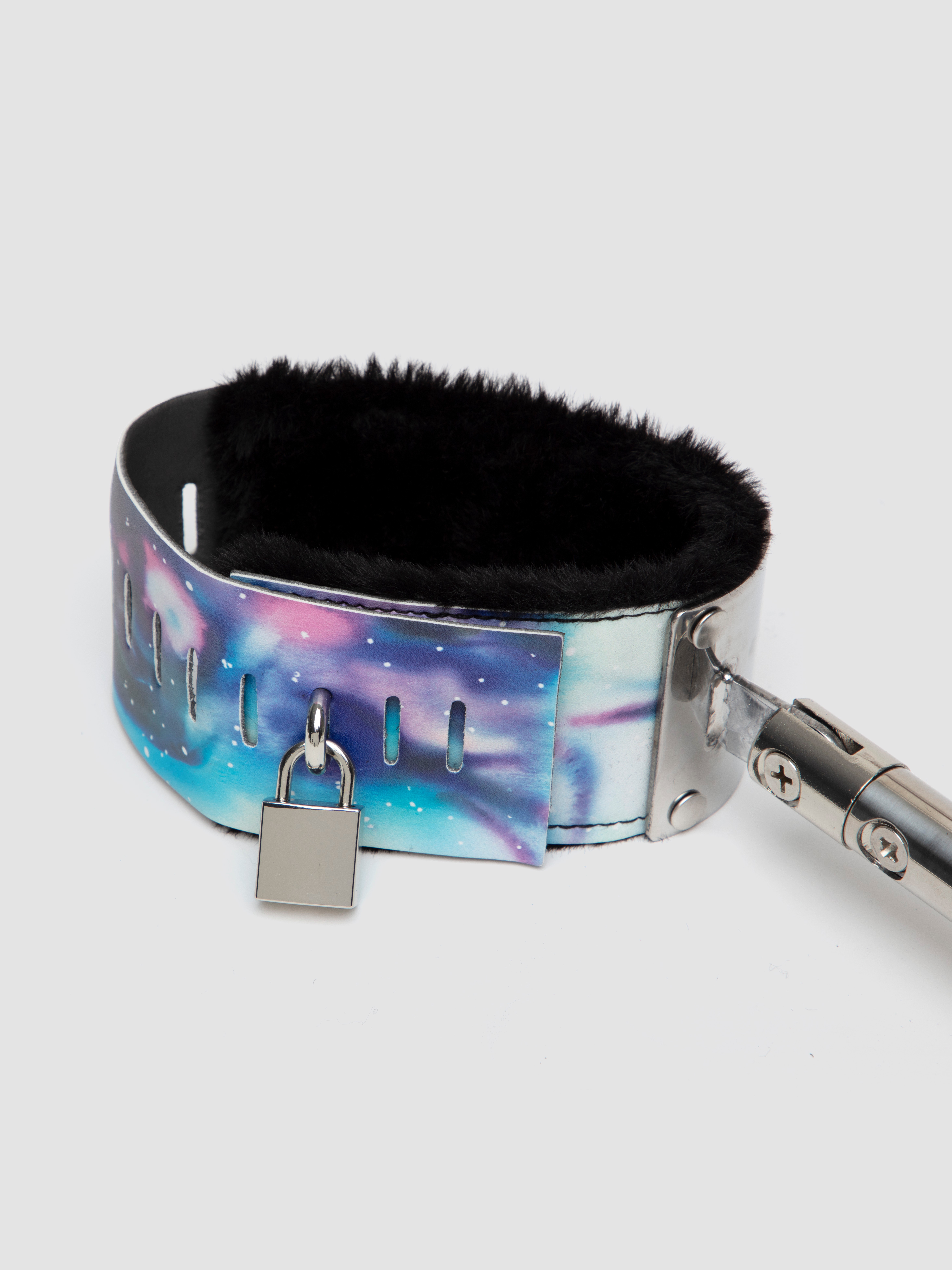 Bondage Boutique Cosmic Spreader Bar with Faux Leather Cuffs, Blue, hi-res