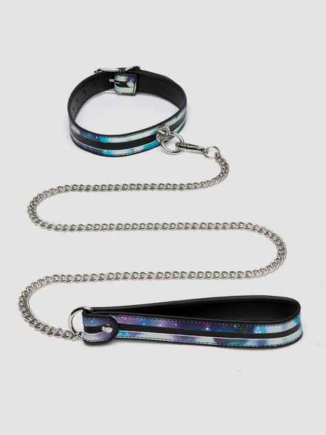 Bondage Boutique Cosmic Collar and Lead, Blue, hi-res