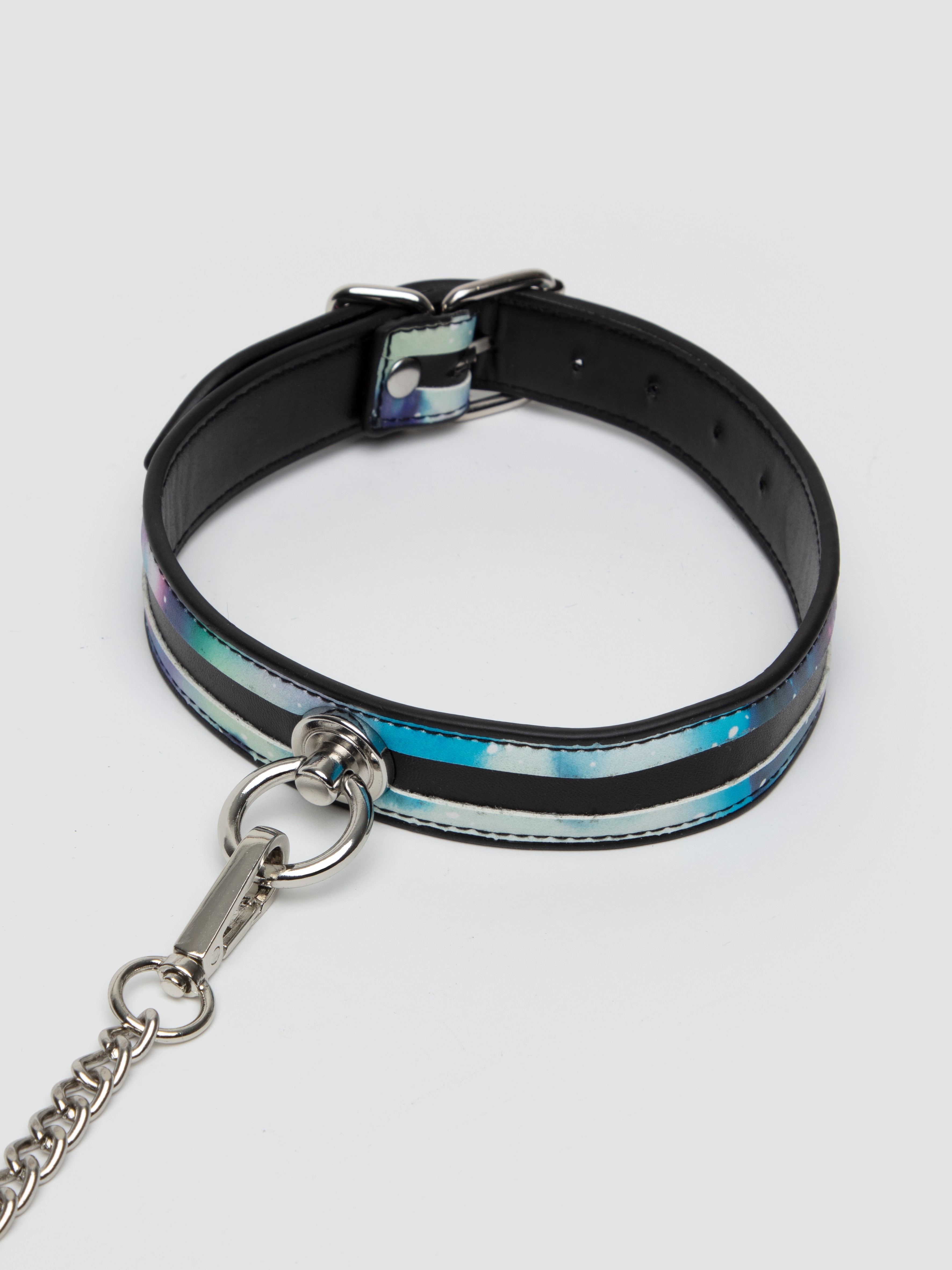Bondage Boutique Cosmic Collar and Lead, Blue, hi-res