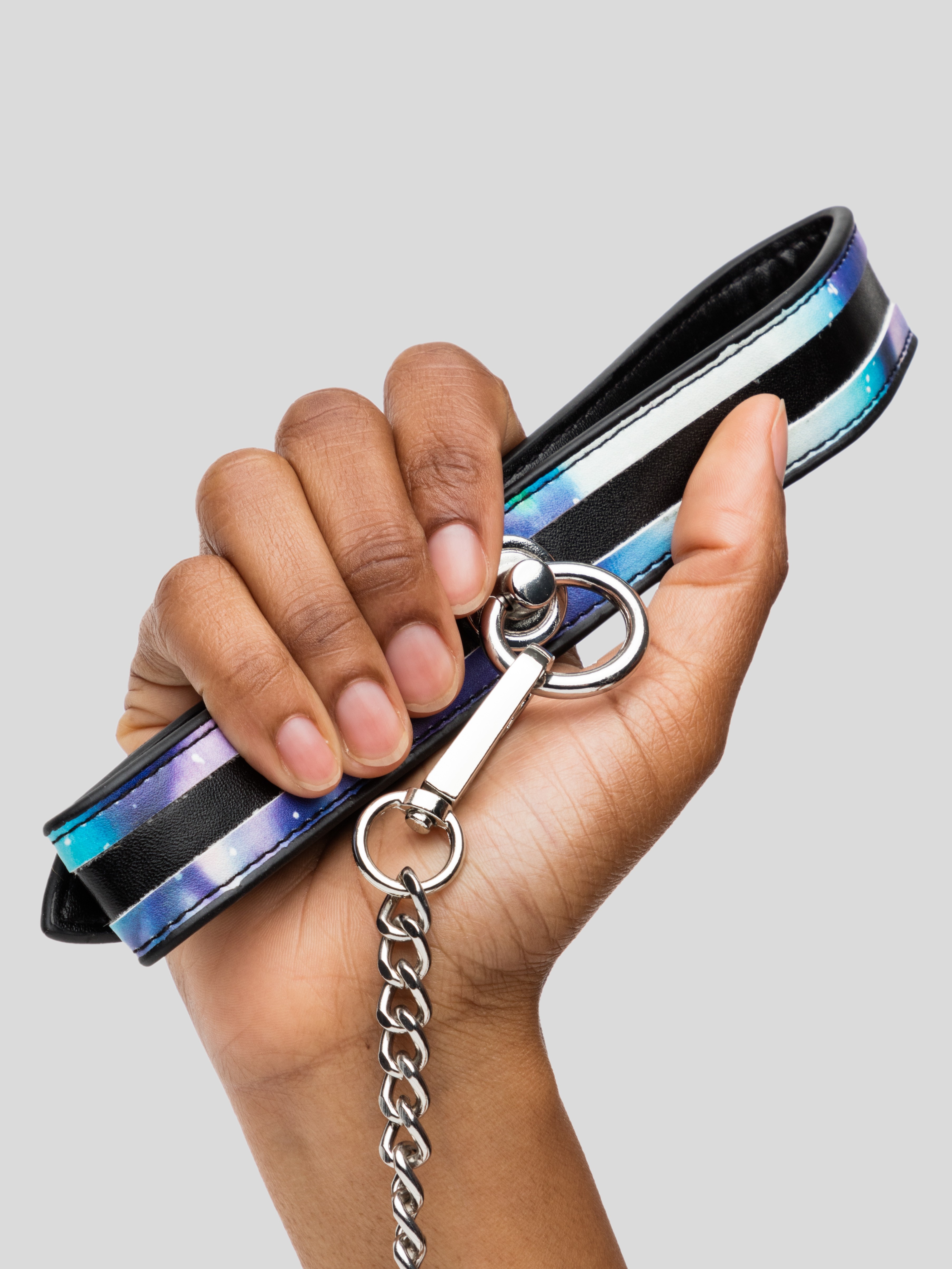 Bondage Boutique Cosmic Collar and Lead, Blue, hi-res