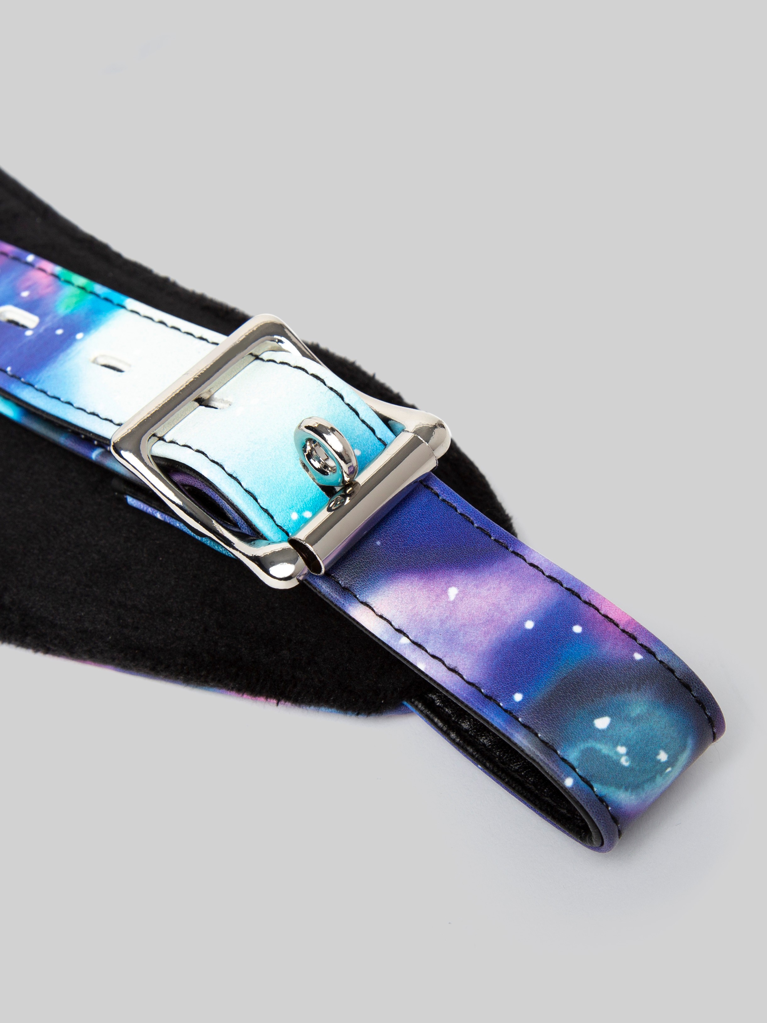 Bondage Boutique Cosmic Faux Leather Blindfold , Blue, hi-res